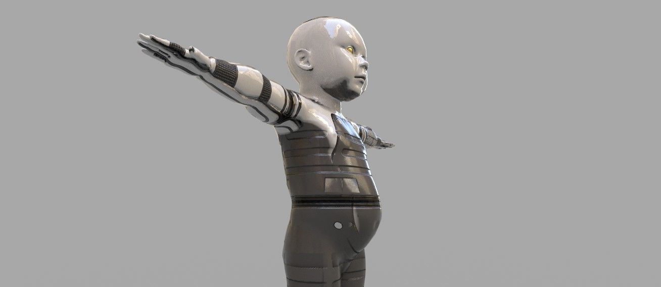 robot baby 3d model Low-poly 3D model_6