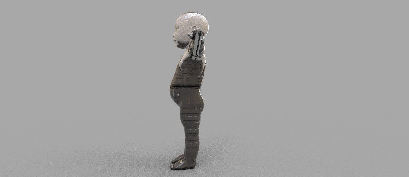 robot baby 3d model Low-poly 3D model_2