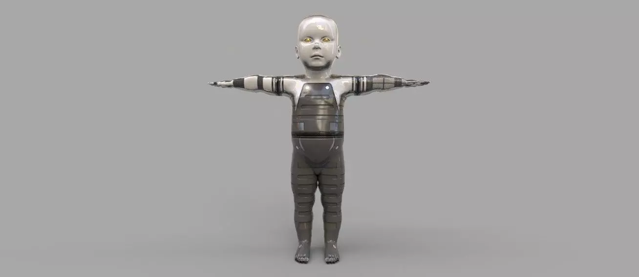 robot baby 3d model Low-poly 3D model_0