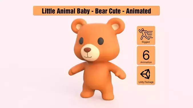 Little animal baby - Bear cute - Animated  Low-poly 3D model