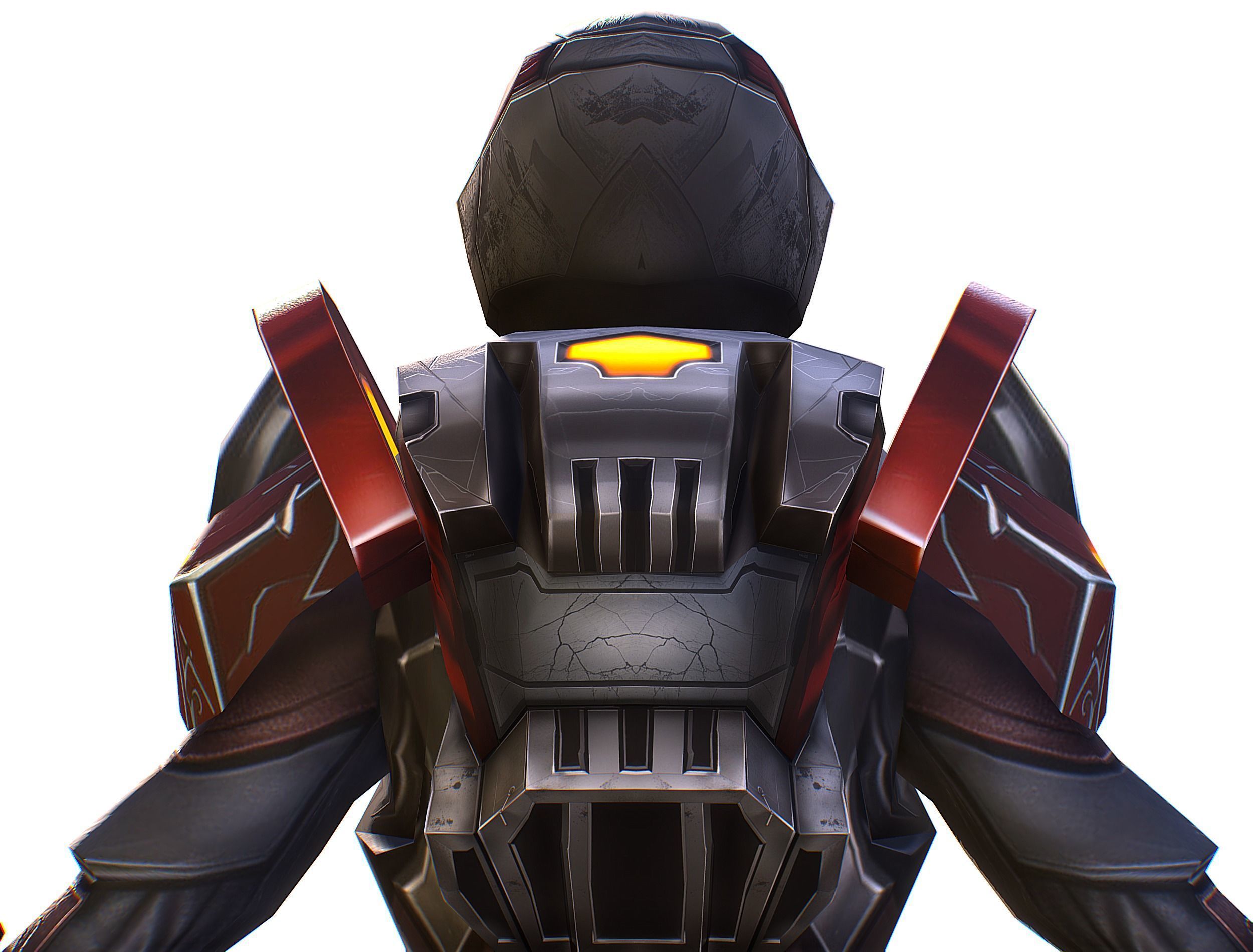 Cartoon Sci-Fi Cyborg Drone Heavy Machine Gunner Low-poly 3D model_29