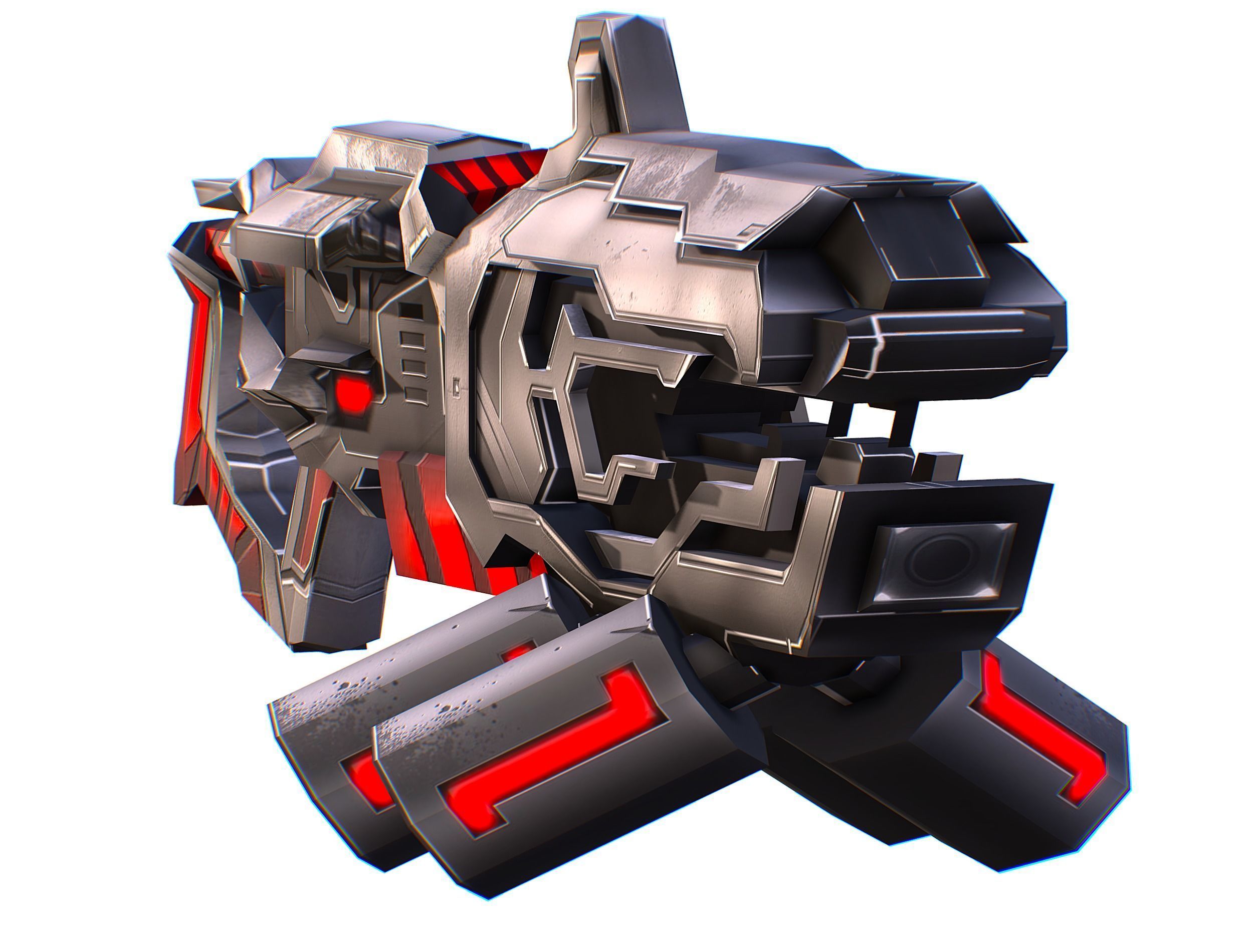 Cartoon Sci-Fi Cyborg Drone Heavy Machine Gunner Low-poly 3D model_45