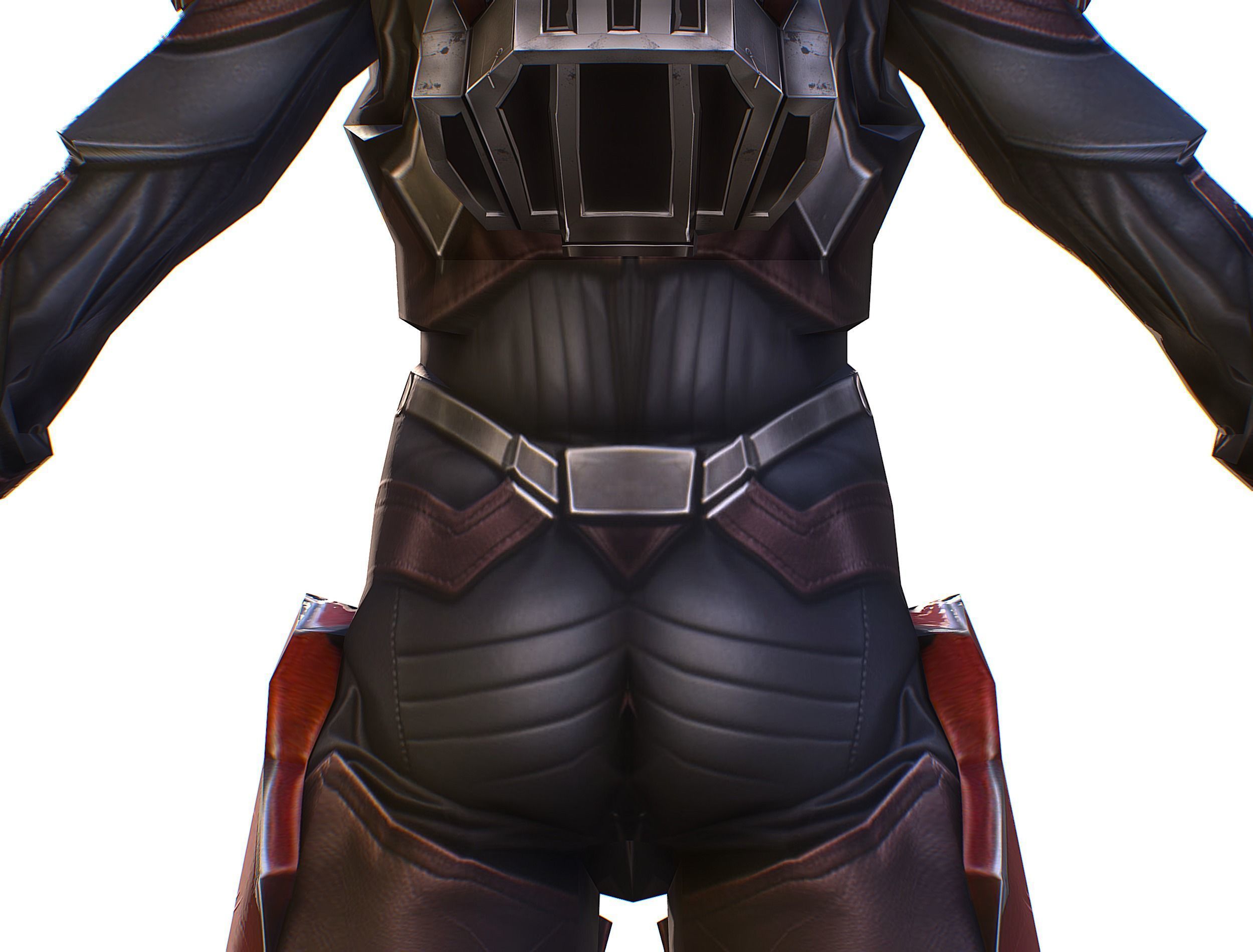 Cartoon Sci-Fi Cyborg Drone Heavy Machine Gunner Low-poly 3D model_30