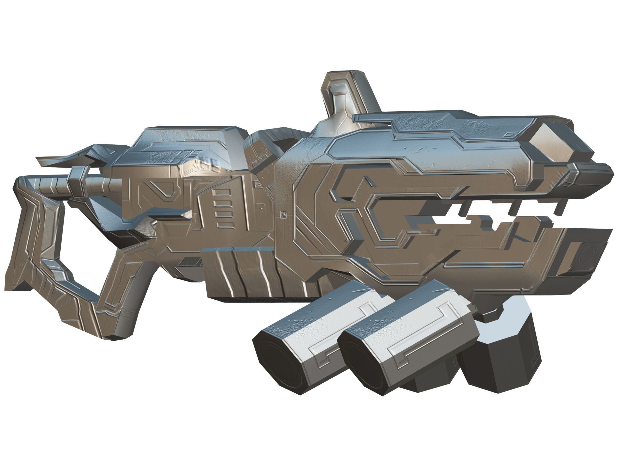 Cartoon Sci-Fi Cyborg Drone Heavy Machine Gunner Low-poly 3D model_57