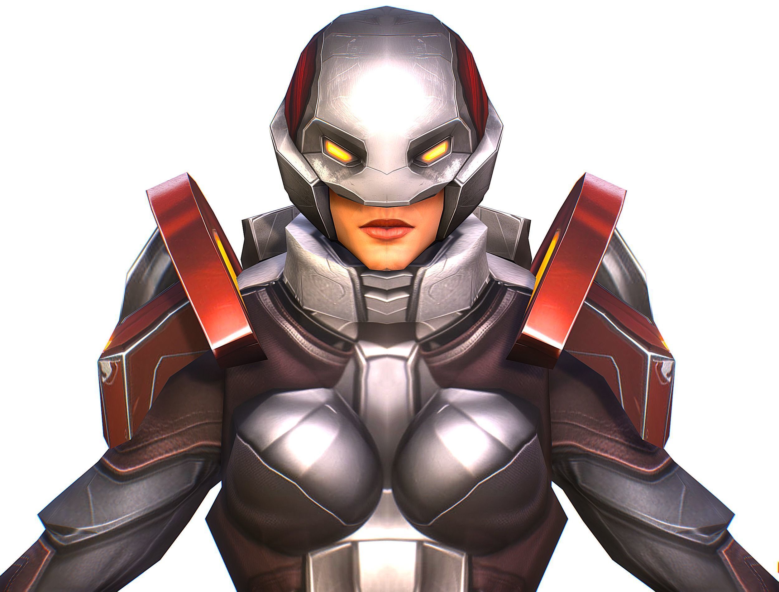 Cartoon Sci-Fi Cyborg Drone Heavy Machine Gunner Low-poly 3D model_22