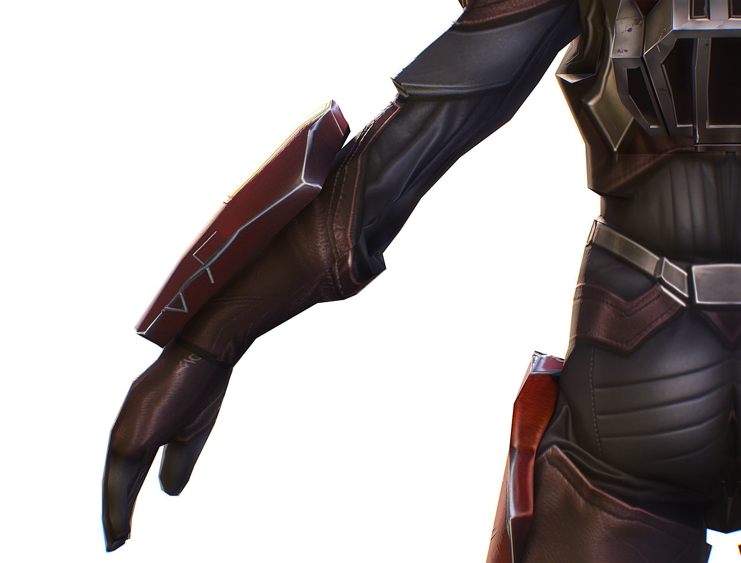 Cartoon Sci-Fi Cyborg Drone Heavy Machine Gunner Low-poly 3D model_31