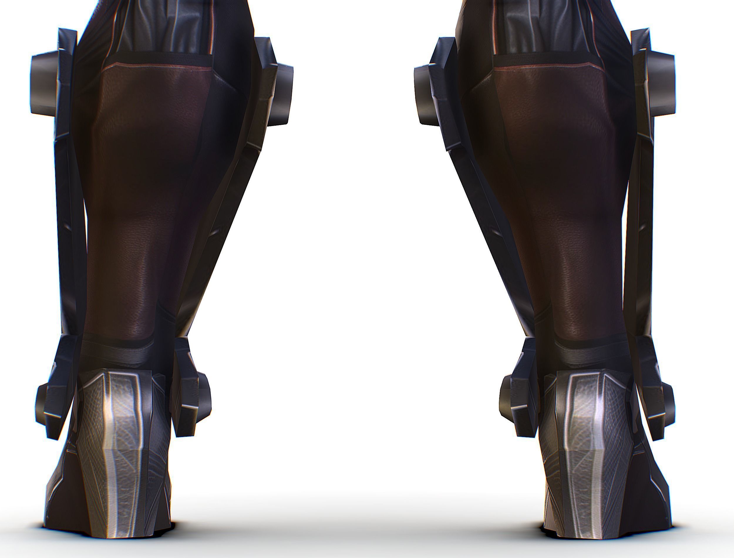 Cartoon Sci-Fi Cyborg Drone Heavy Machine Gunner Low-poly 3D model_35