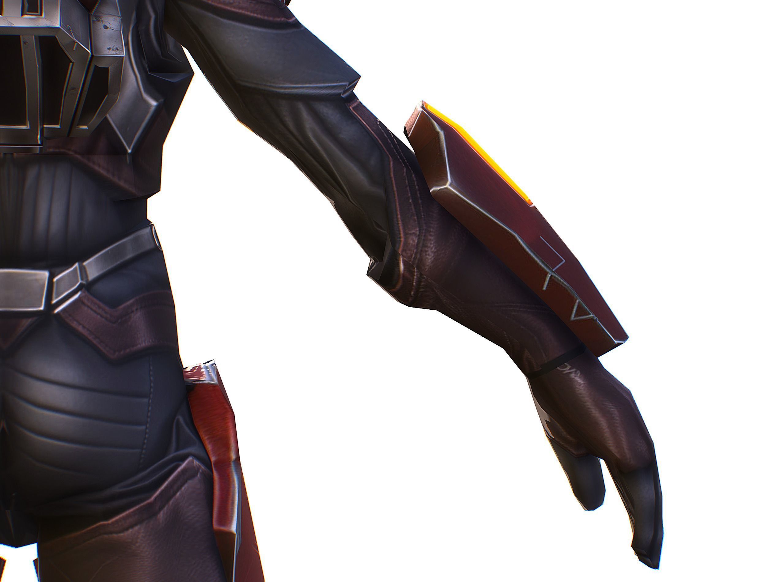 Cartoon Sci-Fi Cyborg Drone Heavy Machine Gunner Low-poly 3D model_32