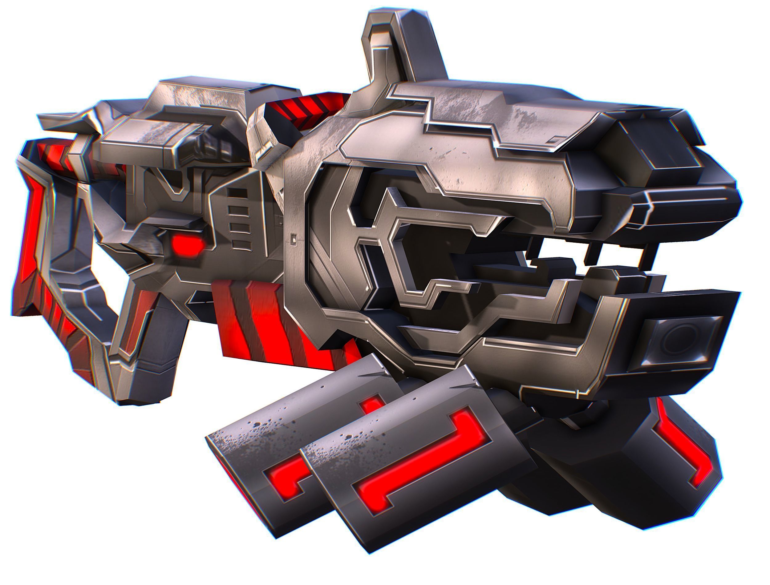 Cartoon Sci-Fi Cyborg Drone Heavy Machine Gunner Low-poly 3D model_44