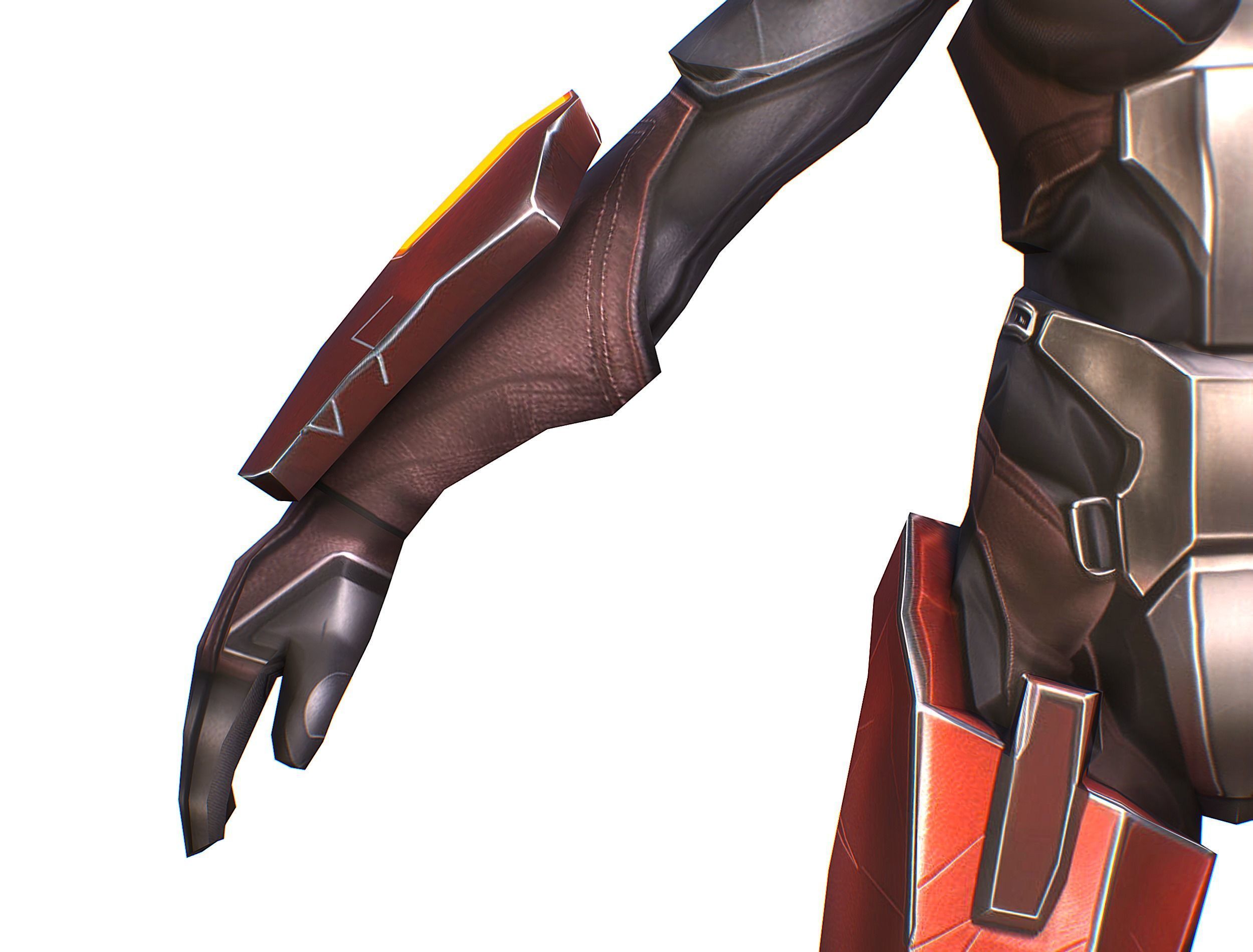 Cartoon Sci-Fi Cyborg Drone Heavy Machine Gunner Low-poly 3D model_24