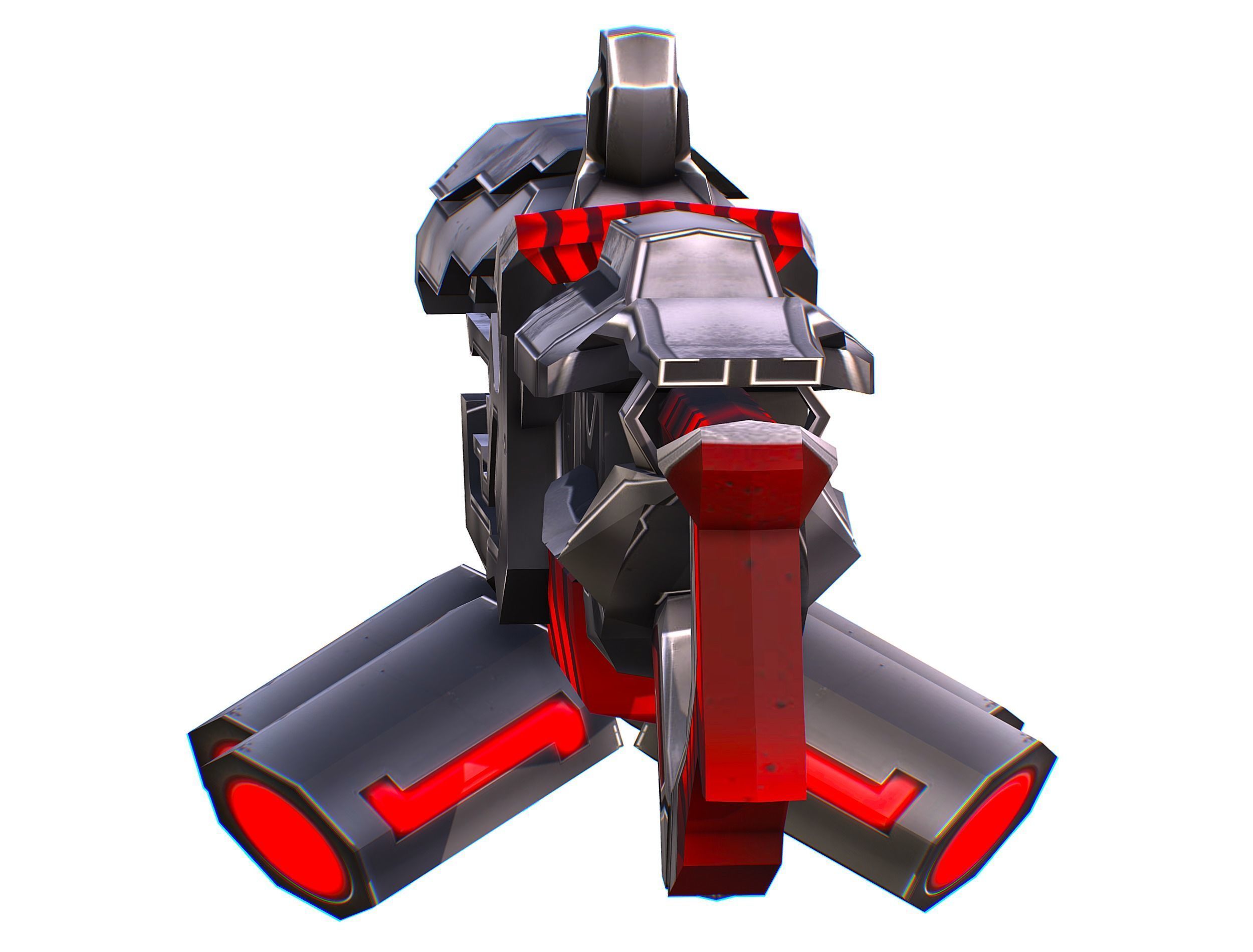 Cartoon Sci-Fi Cyborg Drone Heavy Machine Gunner Low-poly 3D model_51