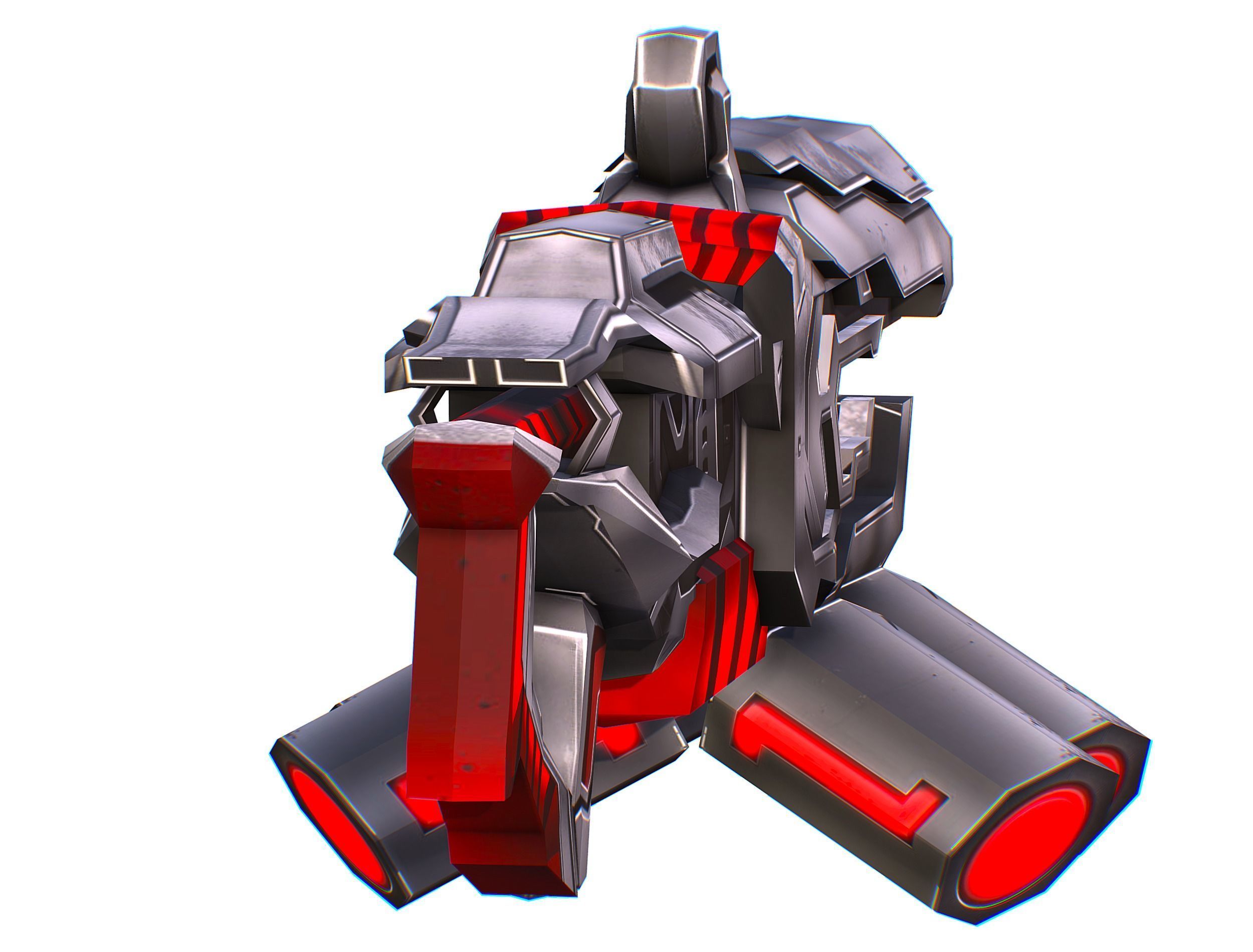 Cartoon Sci-Fi Cyborg Drone Heavy Machine Gunner Low-poly 3D model_52