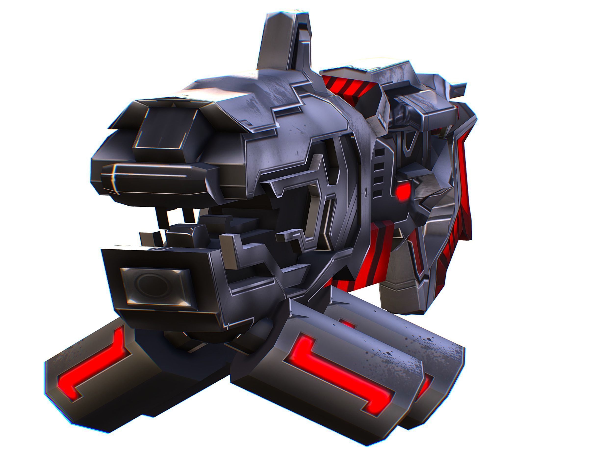 Cartoon Sci-Fi Cyborg Drone Heavy Machine Gunner Low-poly 3D model_47