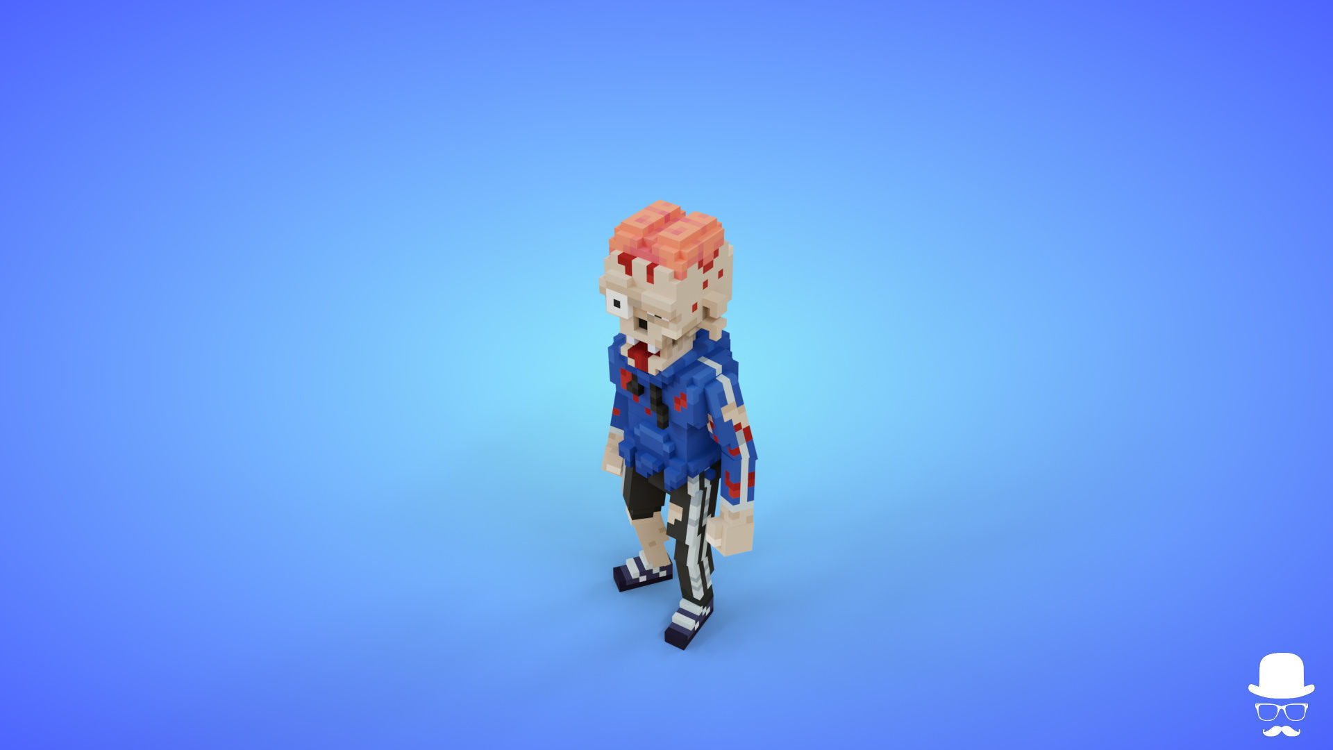 Voxel Zombie Character 4 - 3D Fantasy Game Asset Low-poly 3D model_4