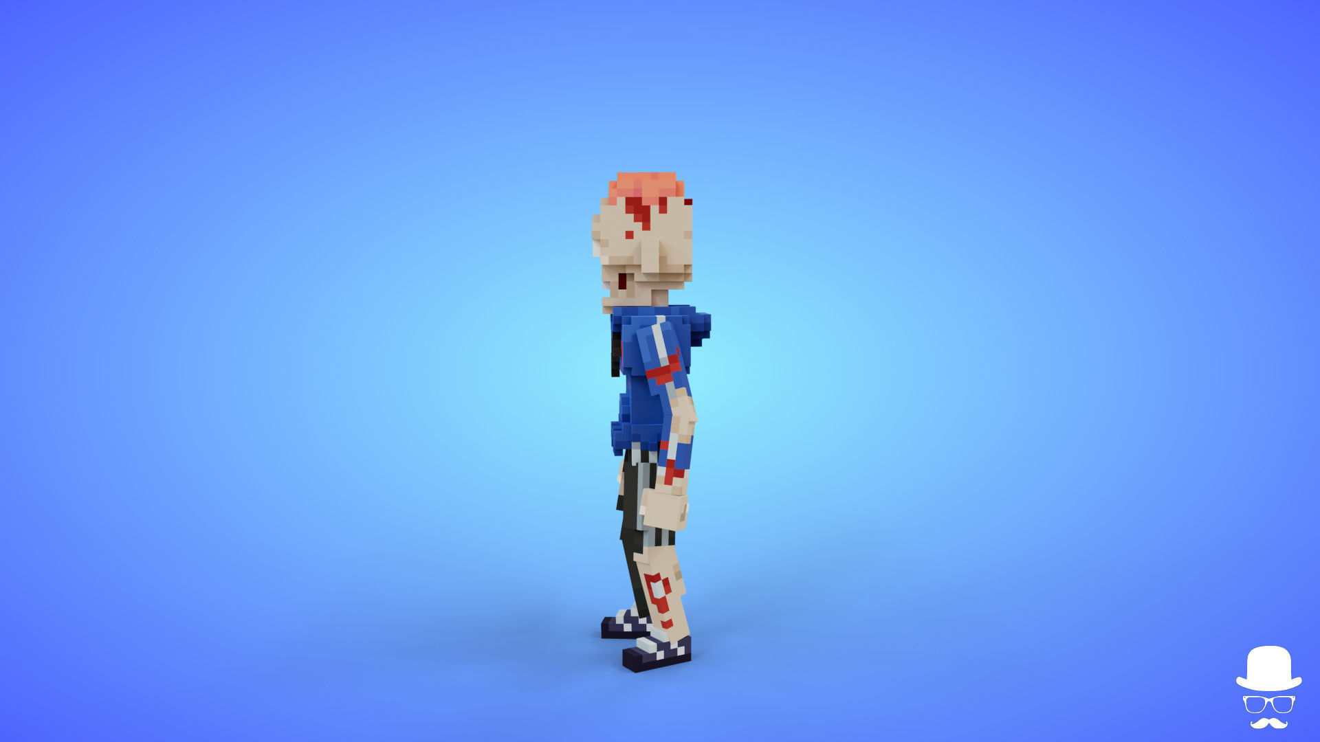 Voxel Zombie Character 4 - 3D Fantasy Game Asset Low-poly 3D model_1