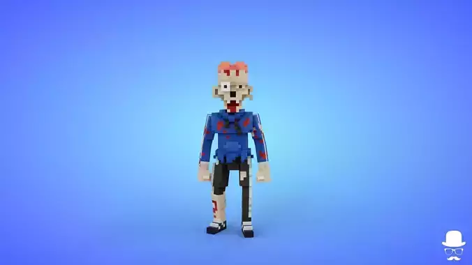 Voxel Zombie Character 4 - 3D Fantasy Game Asset
