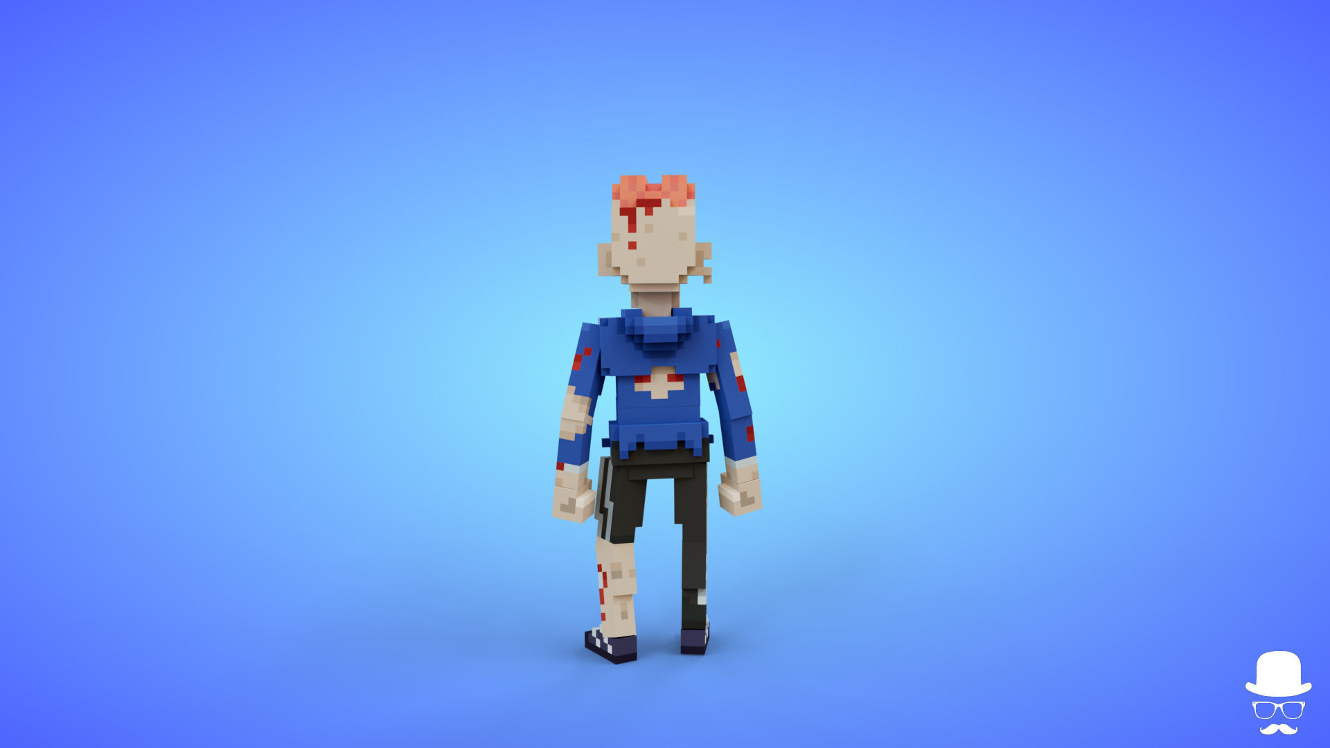 Voxel Zombie Character 4 - 3D Fantasy Game Asset Low-poly 3D model_2