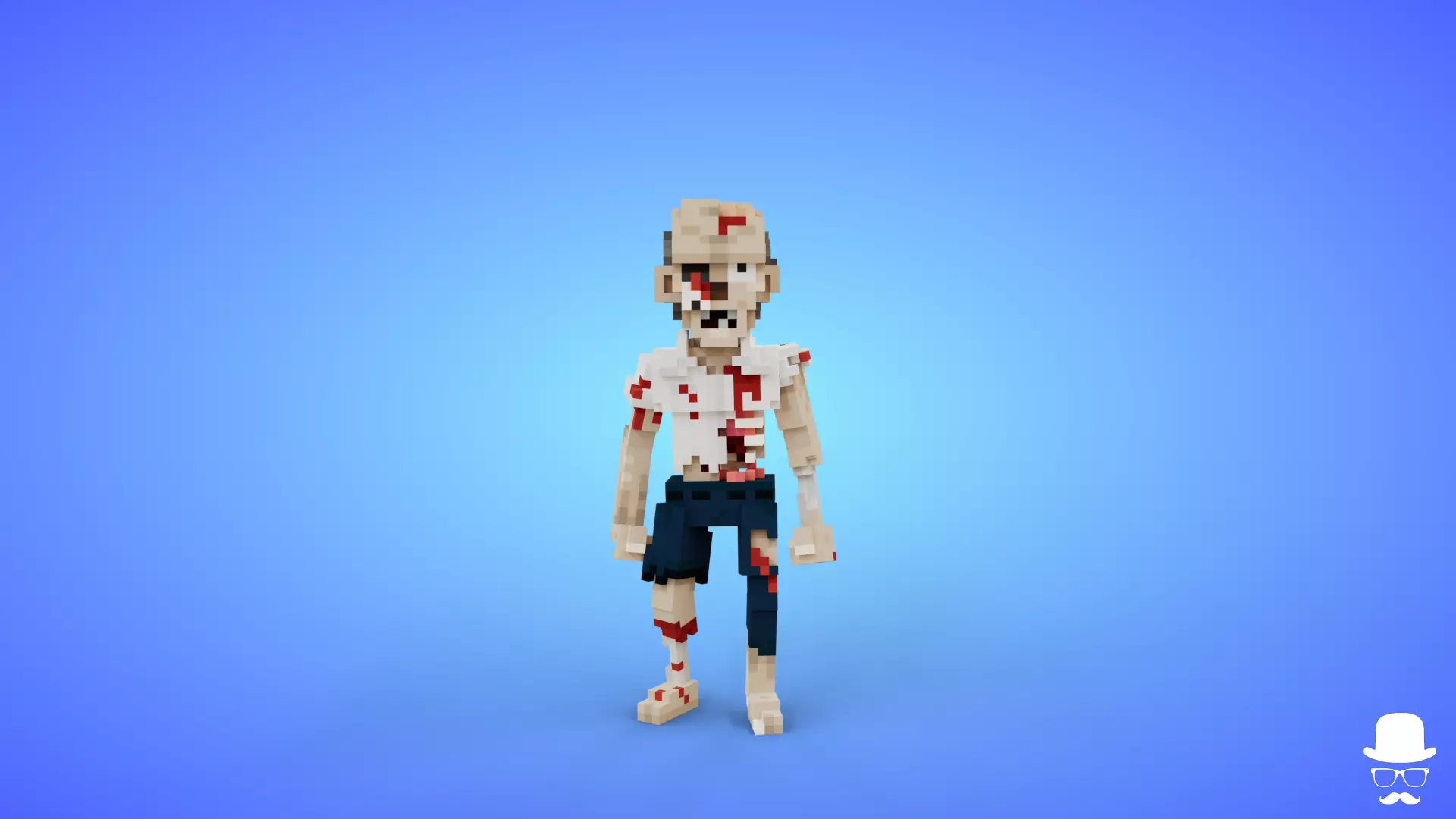 Voxel Zombie Character 5 - 3D Fantasy Game Asset Low-poly 3D model