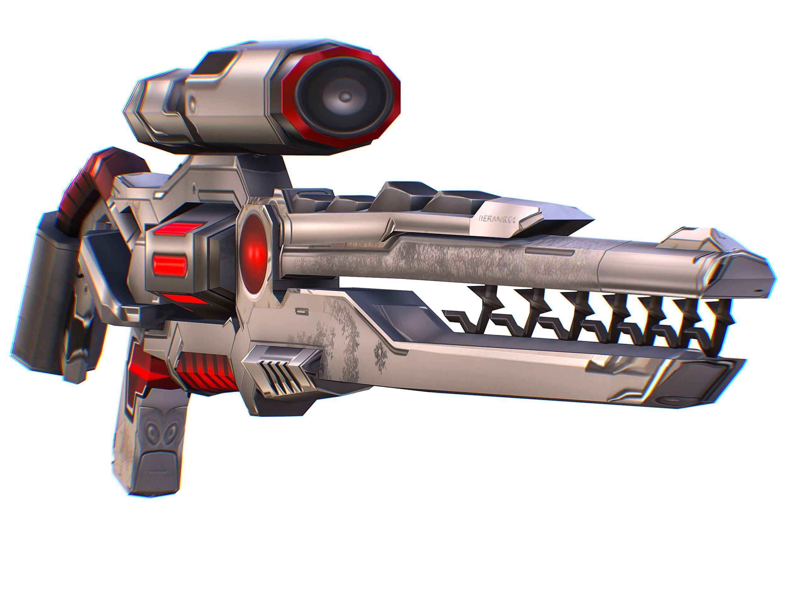 Cartoon Sci-Fi Cyborg Drone Sniper Soldier Low-poly 3D model_64