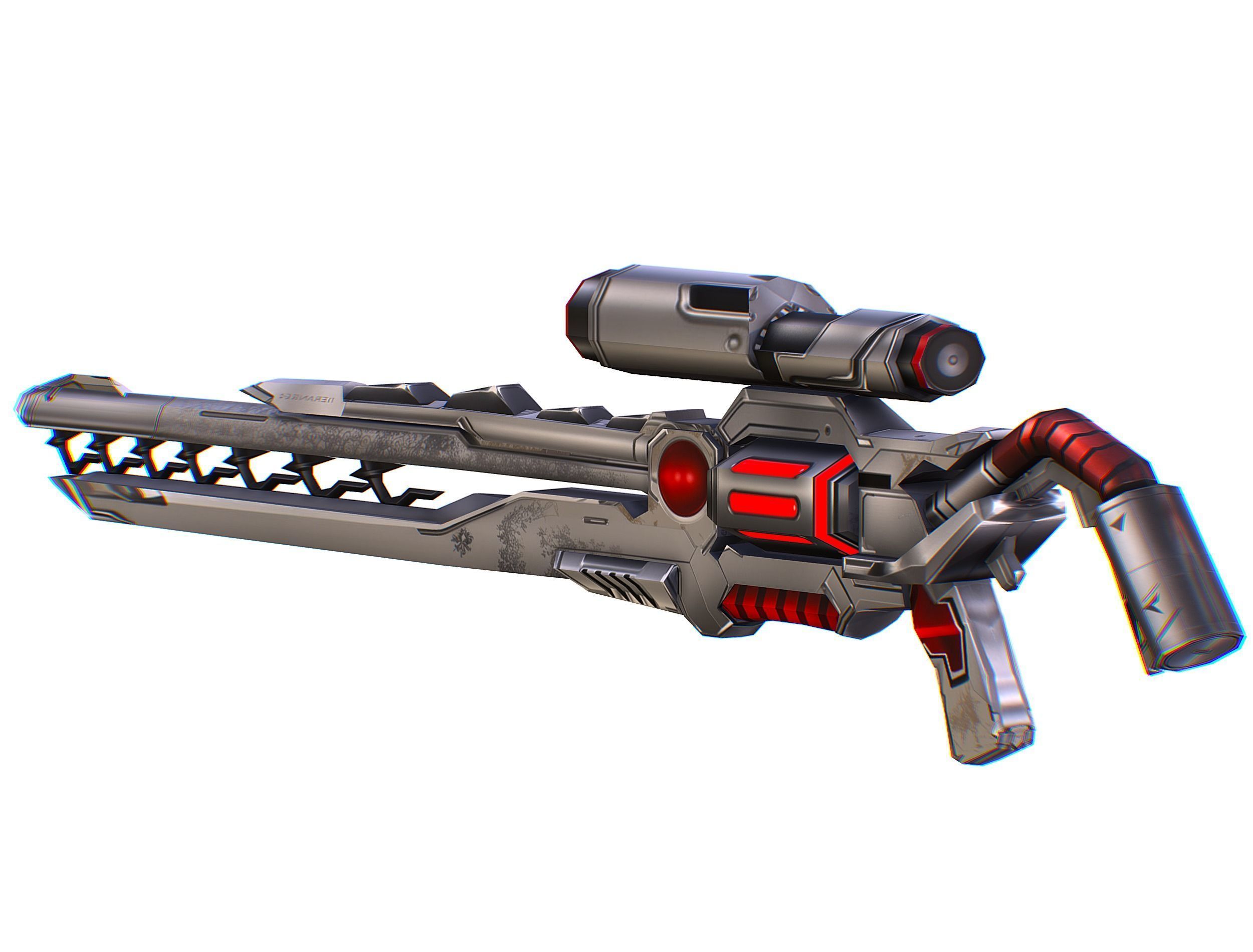 Cartoon Sci-Fi Cyborg Drone Sniper Soldier Low-poly 3D model_73