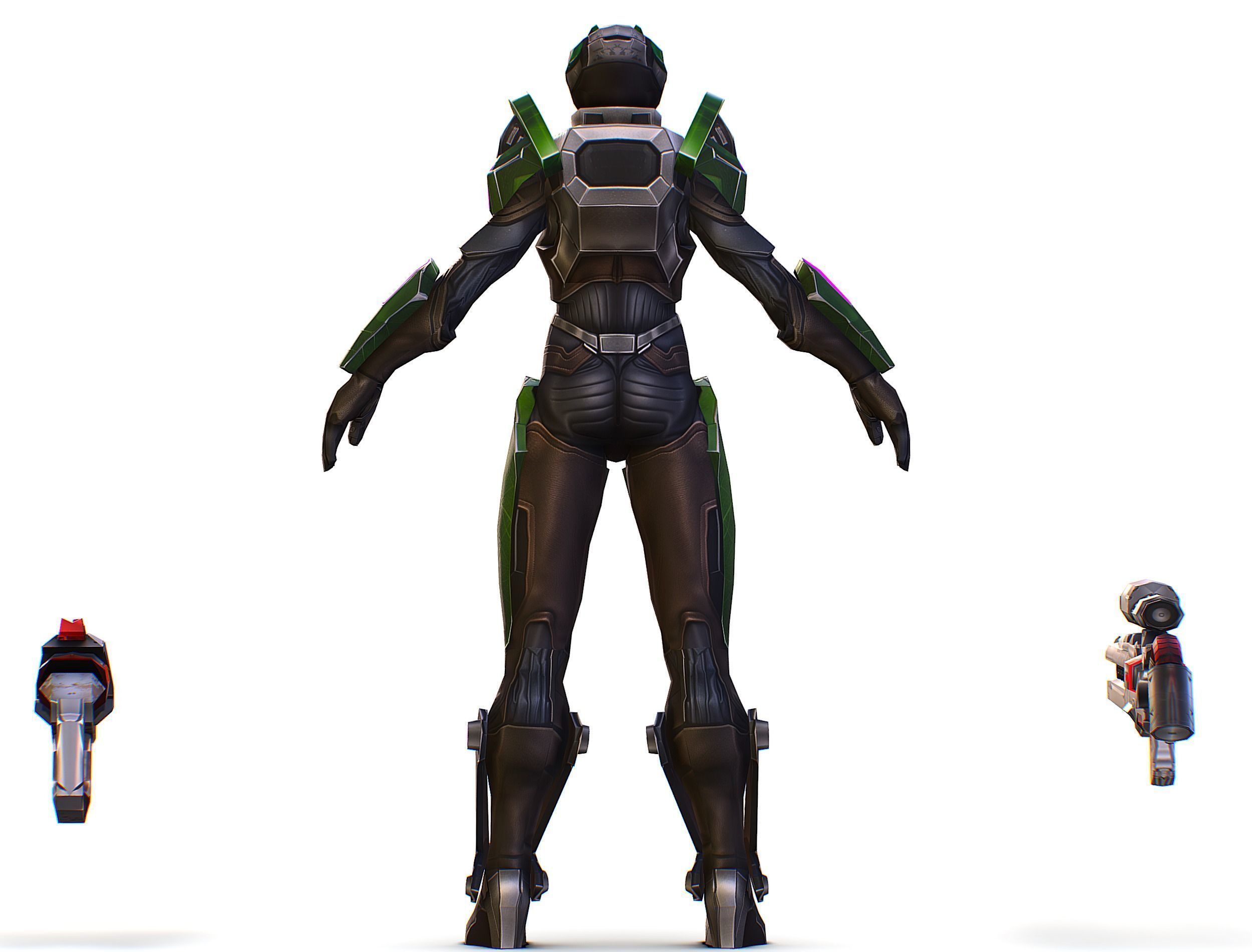 Cartoon Sci-Fi Cyborg Drone Sniper Soldier Low-poly 3D model_14
