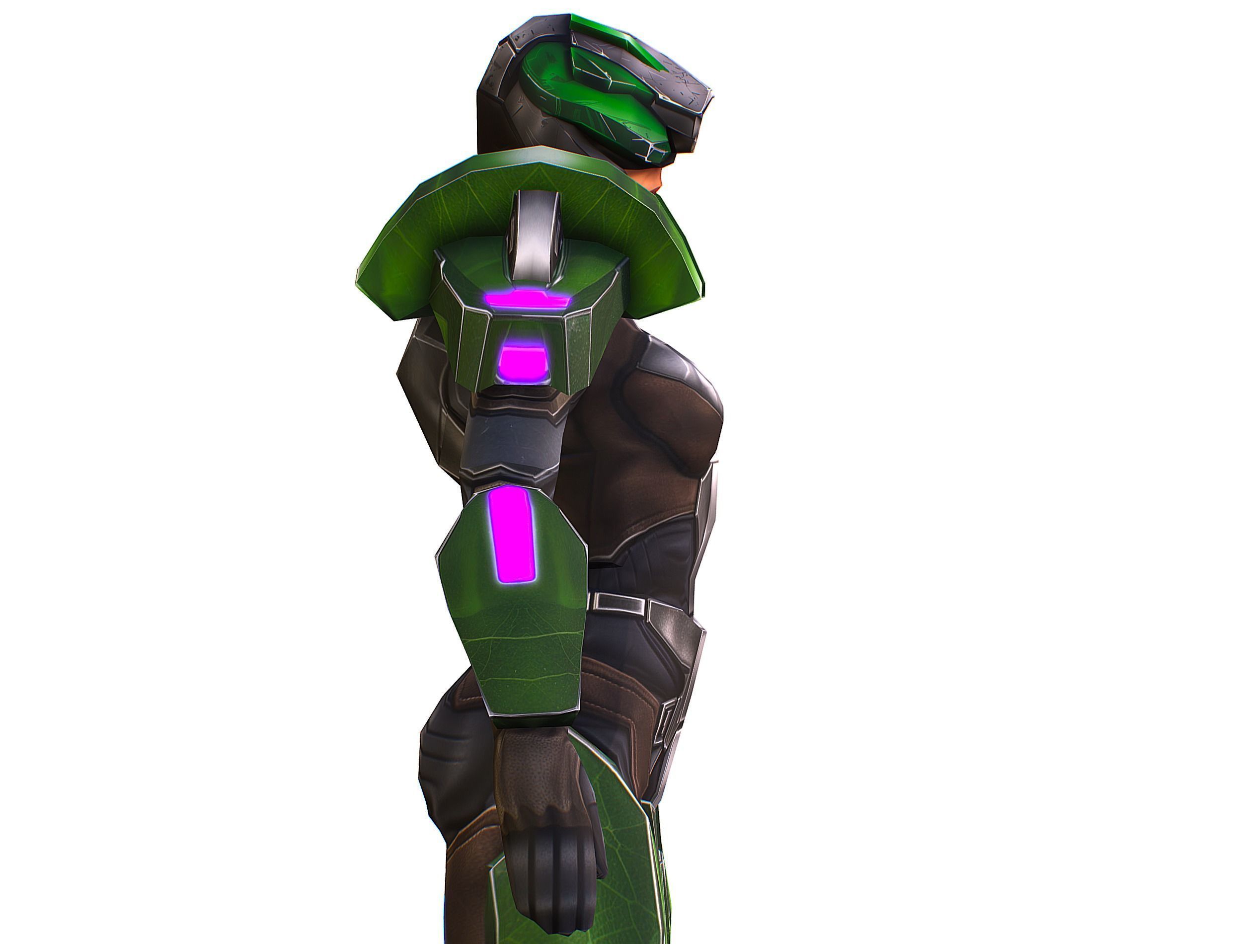 Cartoon Sci-Fi Cyborg Drone Sniper Soldier Low-poly 3D model_36