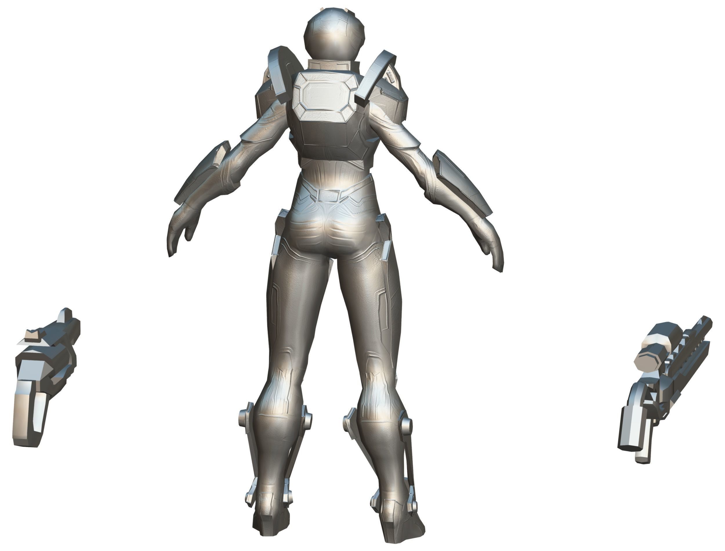 Cartoon Sci-Fi Cyborg Drone Sniper Soldier Low-poly 3D model_91