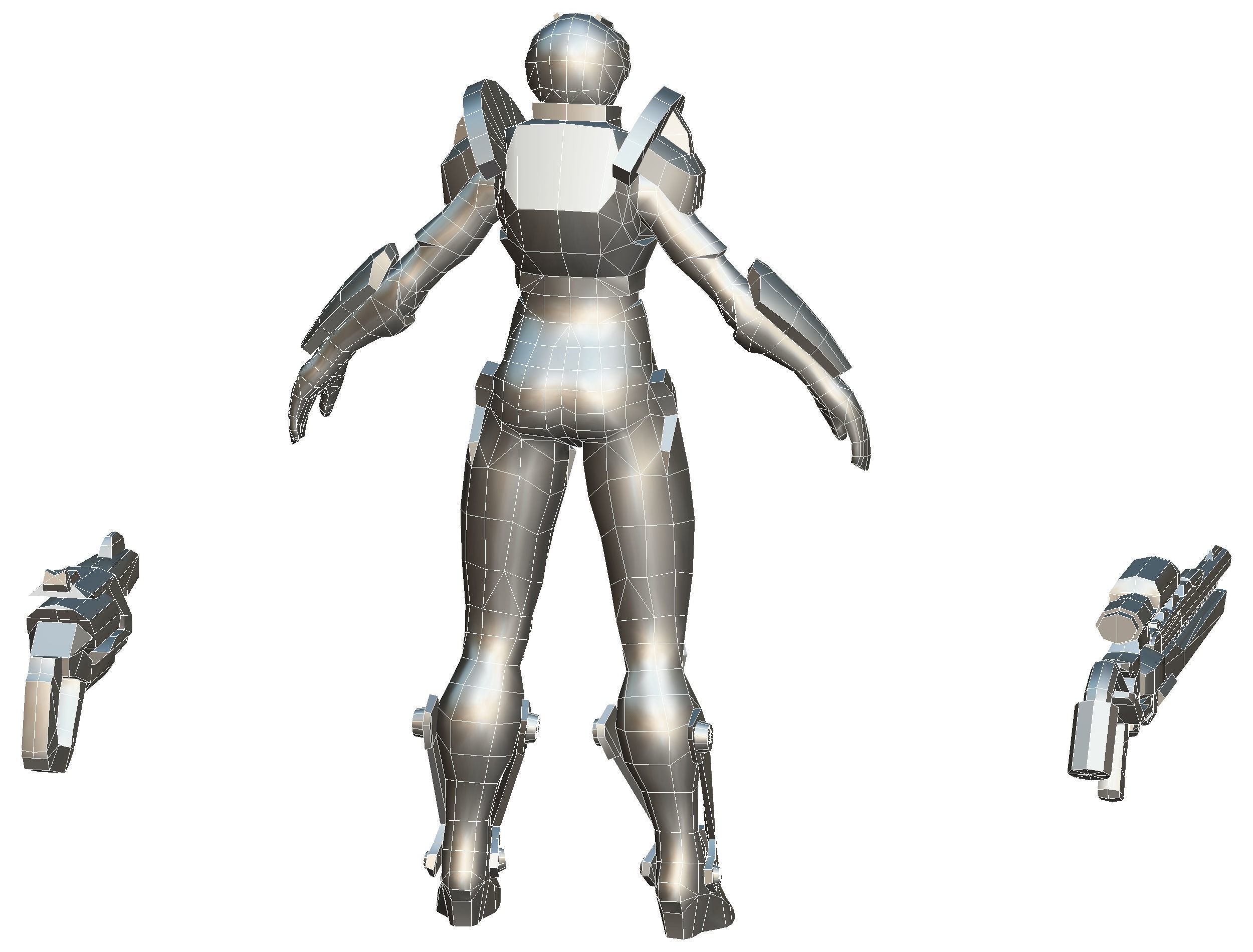 Cartoon Sci-Fi Cyborg Drone Sniper Soldier Low-poly 3D model_90