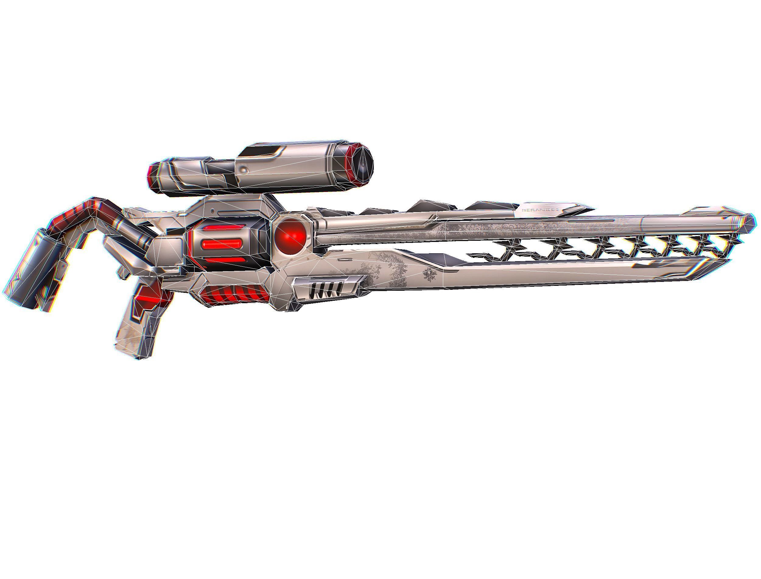 Cartoon Sci-Fi Cyborg Drone Sniper Soldier Low-poly 3D model_81