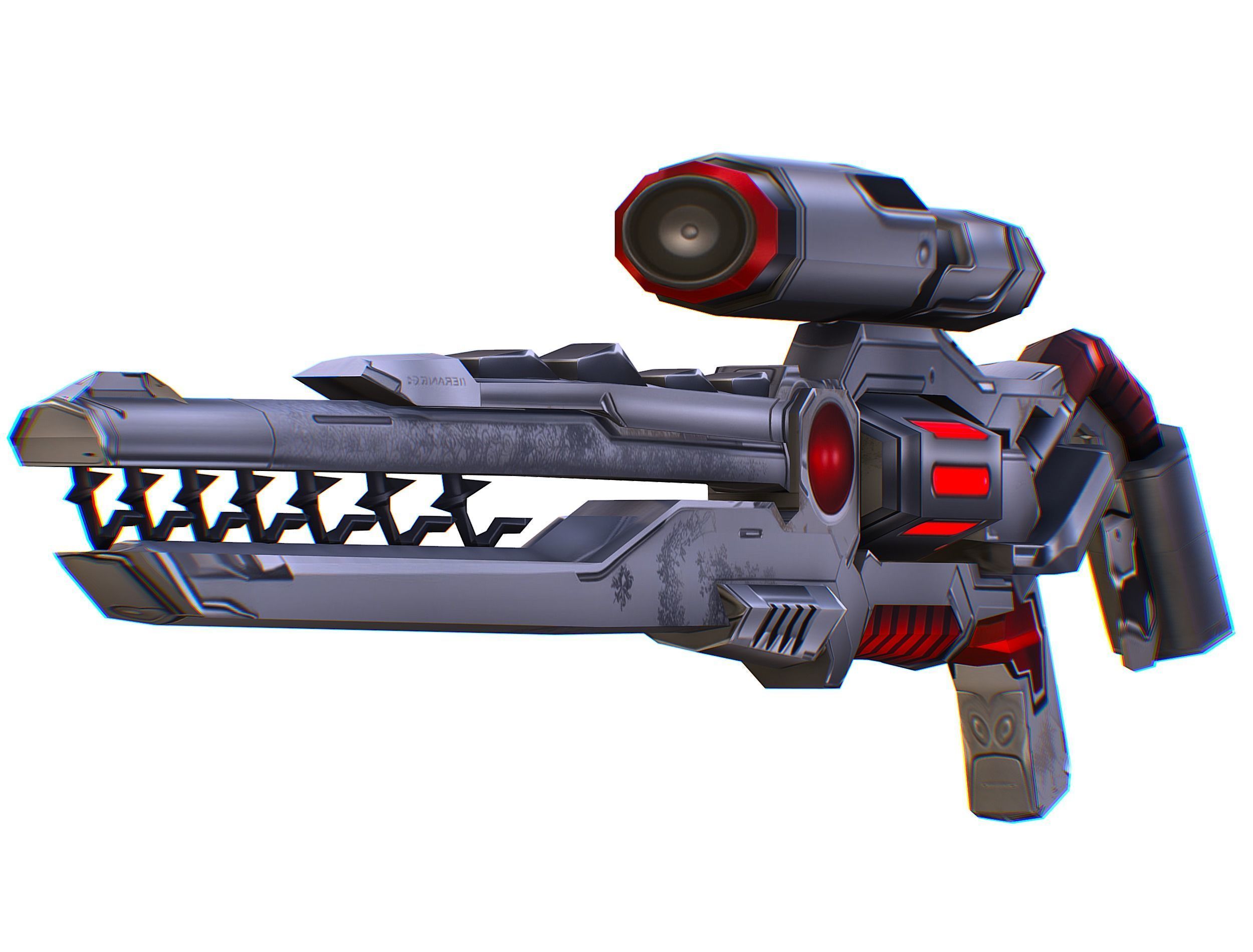 Cartoon Sci-Fi Cyborg Drone Sniper Soldier Low-poly 3D model_69