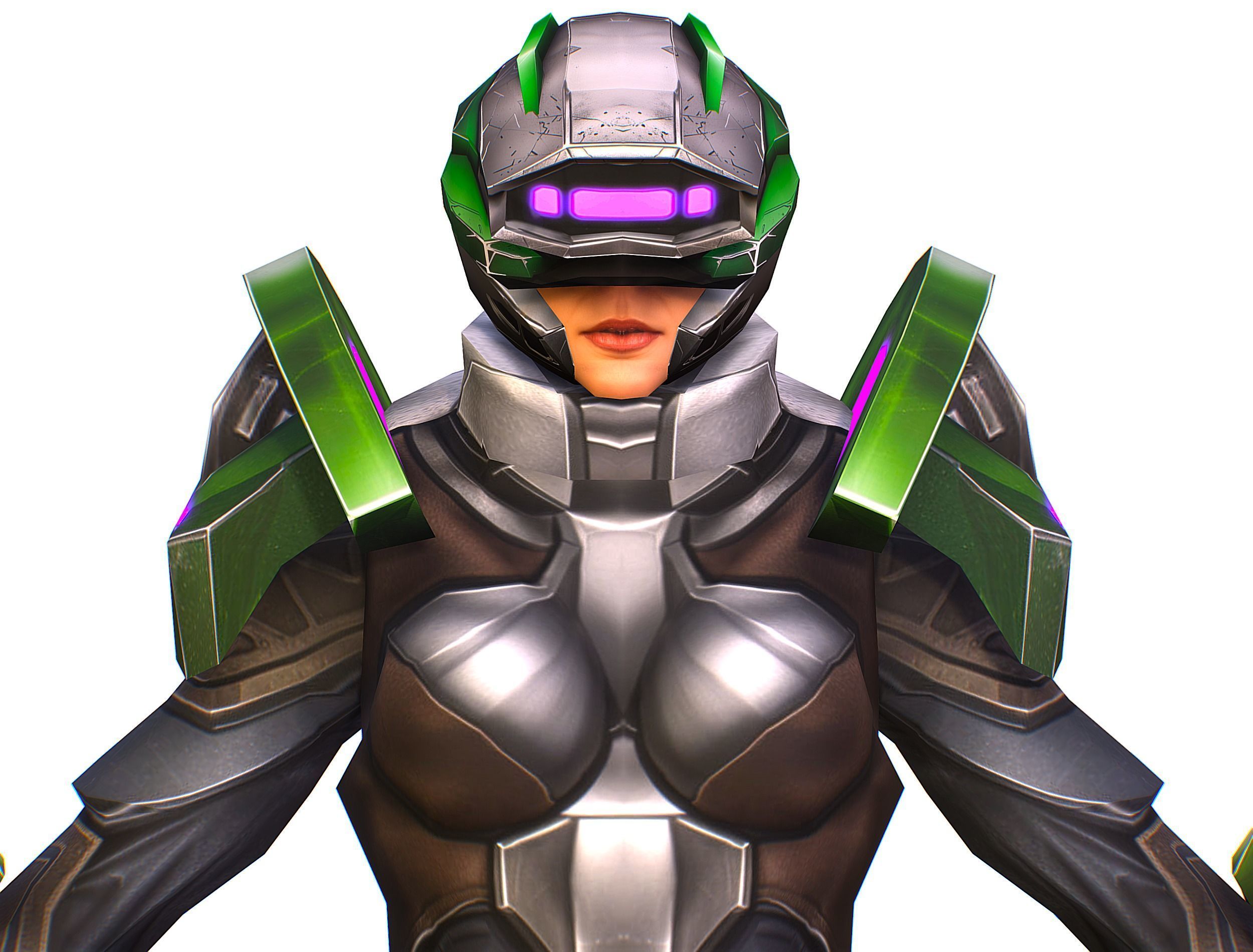 Cartoon Sci-Fi Cyborg Drone Sniper Soldier Low-poly 3D model_22