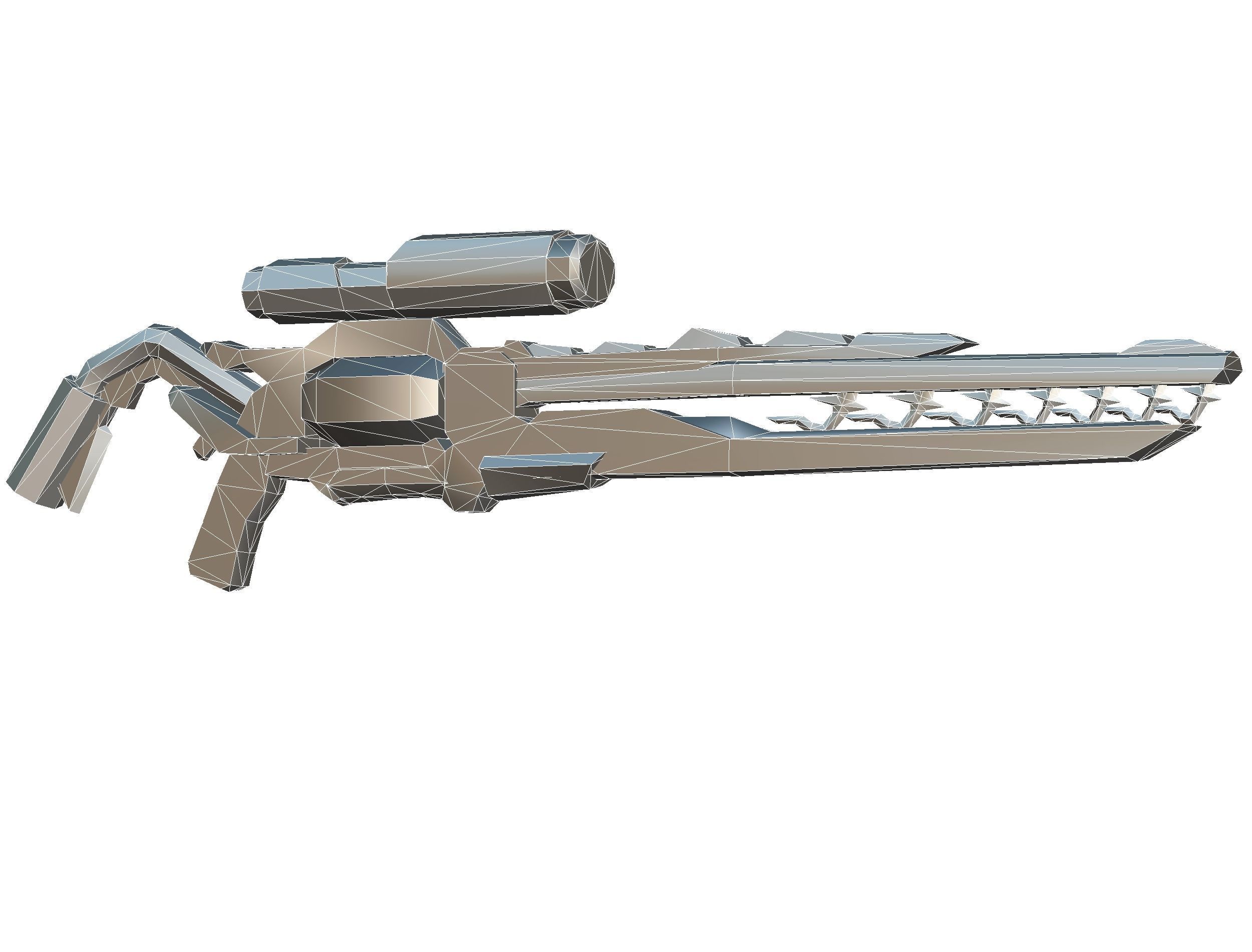 Cartoon Sci-Fi Cyborg Drone Sniper Soldier Low-poly 3D model_82