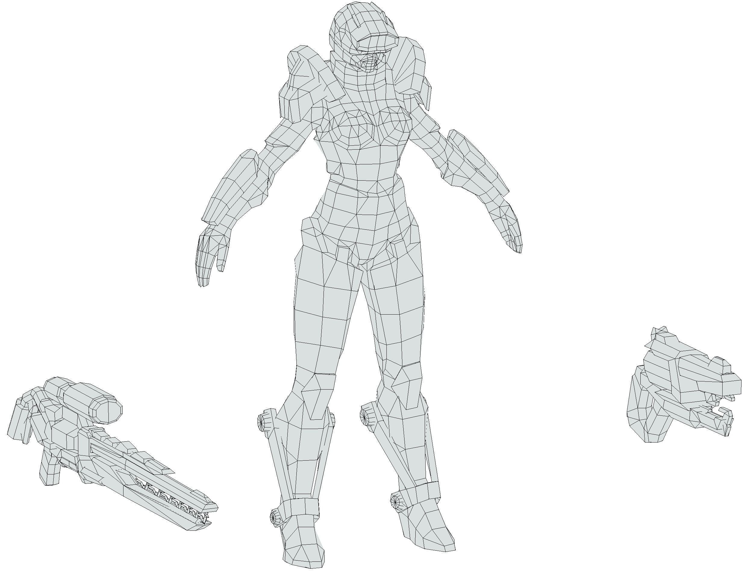 Cartoon Sci-Fi Cyborg Drone Sniper Soldier Low-poly 3D model_88