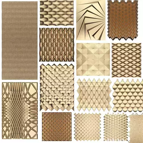 Collection of 3D Wall Panels Low-poly 3D model