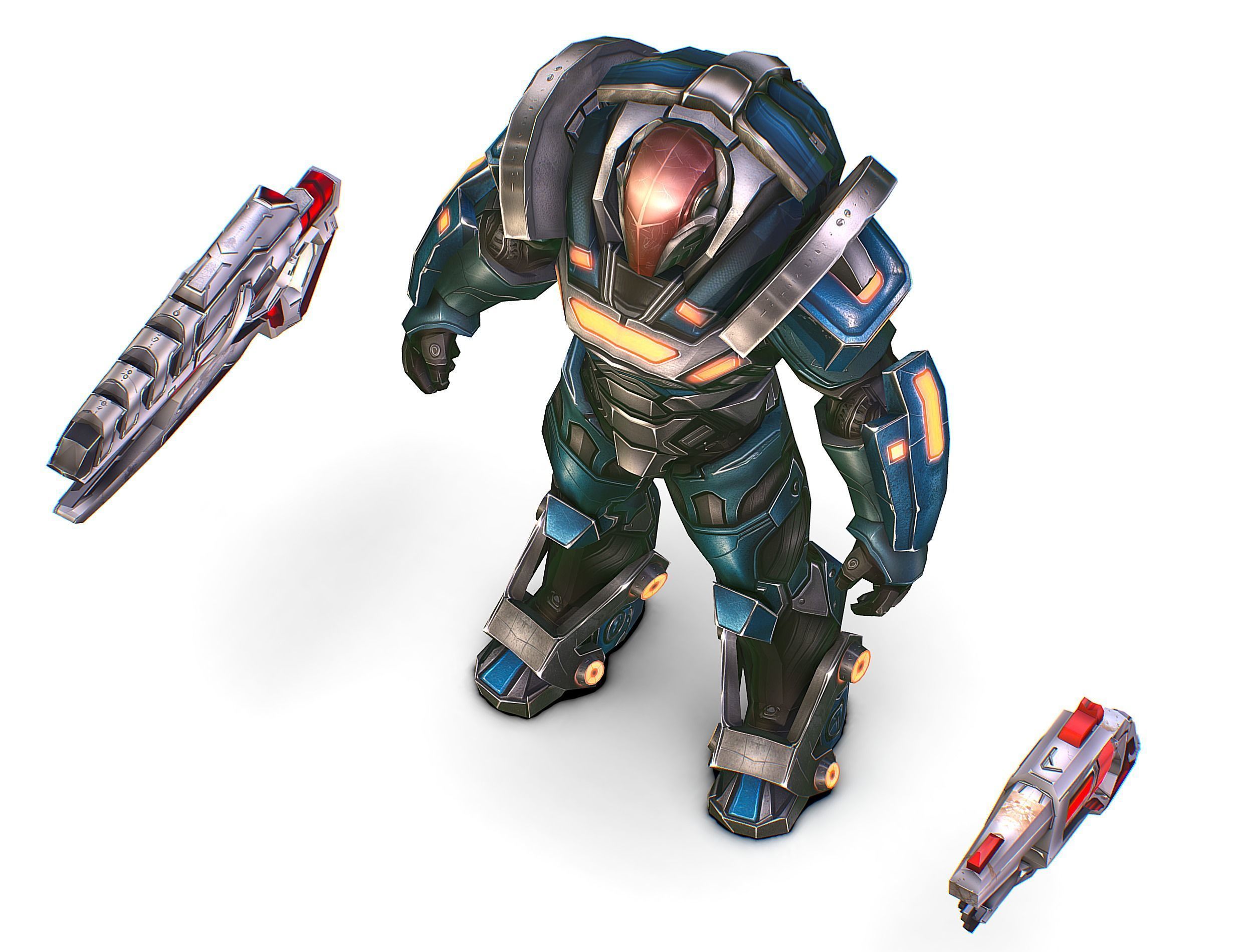 Cartoon Sci-Fi Cyborg Drone Trooper Soldier Low-poly 3D model_34