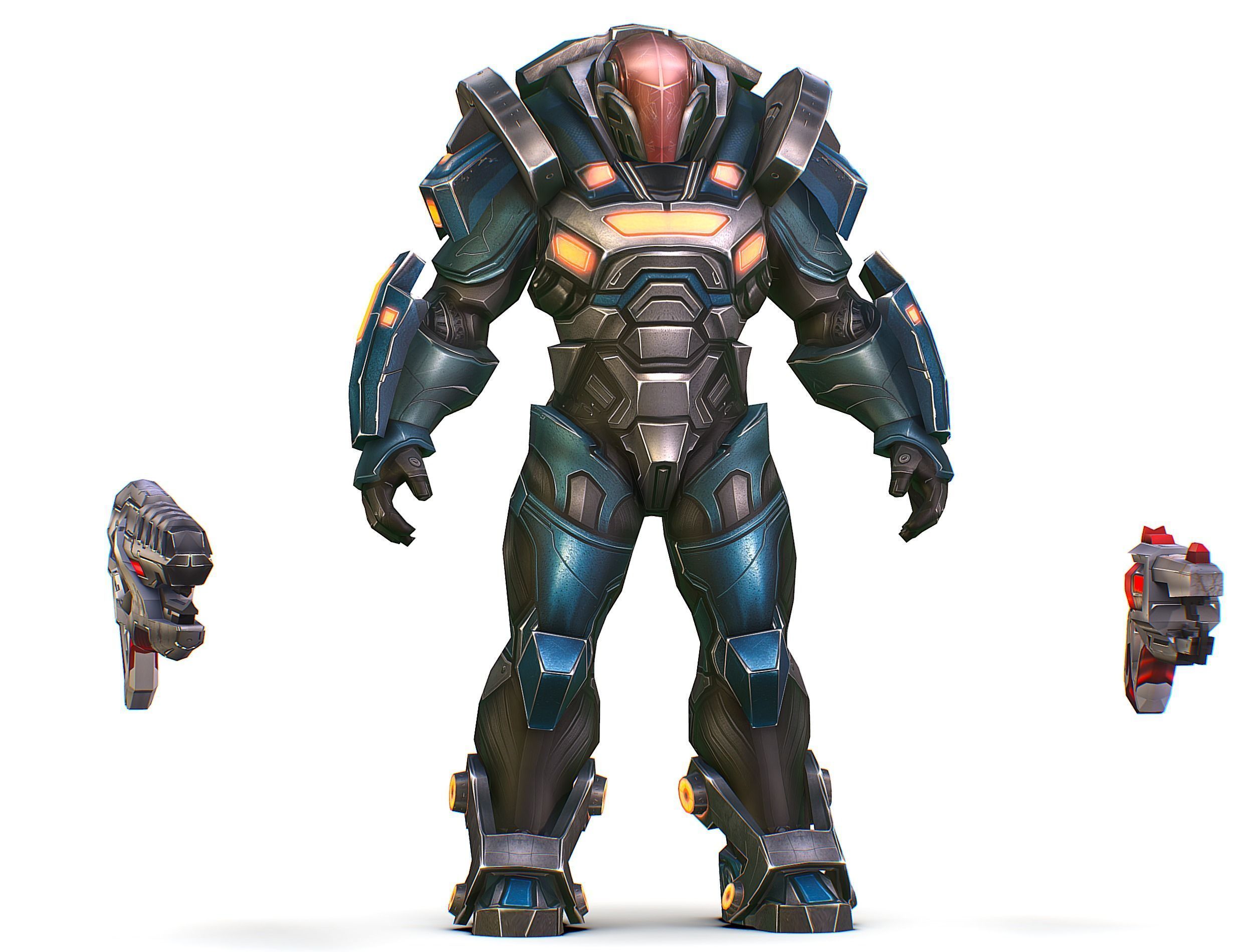 Cartoon Sci-Fi Cyborg Drone Trooper Soldier Low-poly 3D model_1