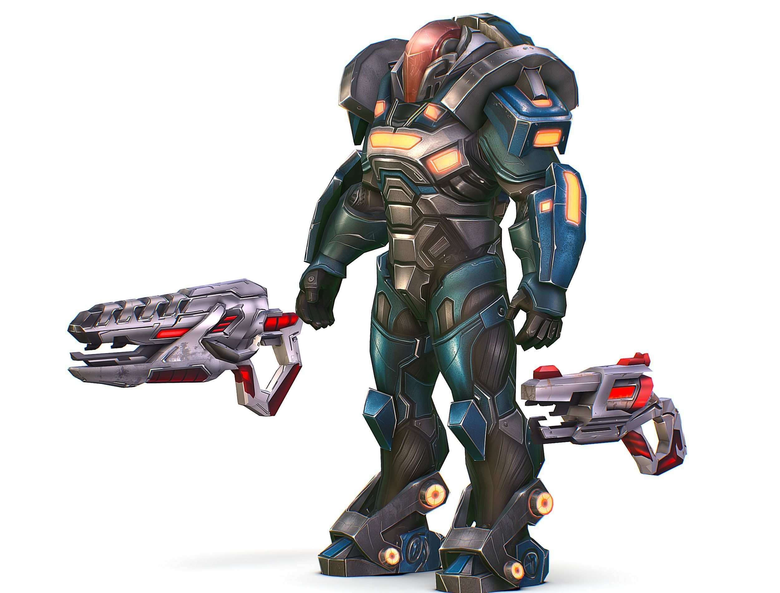 Cartoon Sci-Fi Cyborg Drone Trooper Soldier Low-poly 3D model_4