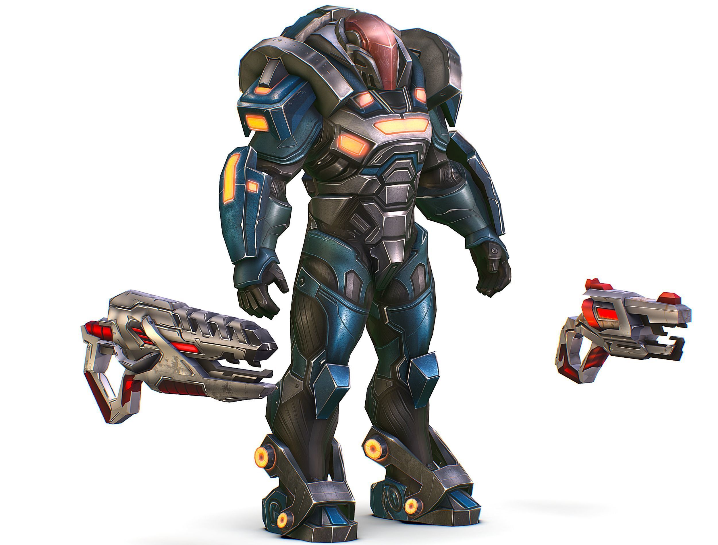 Cartoon Sci-Fi Cyborg Drone Trooper Soldier Low-poly 3D model_16