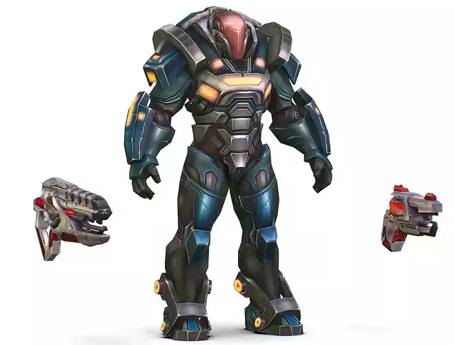 Cartoon Sci-Fi Cyborg Drone Trooper Soldier Low-poly 3D model Cartoon Sci-Fi Cyborg Drone Trooper Soldier Low-poly 3D model