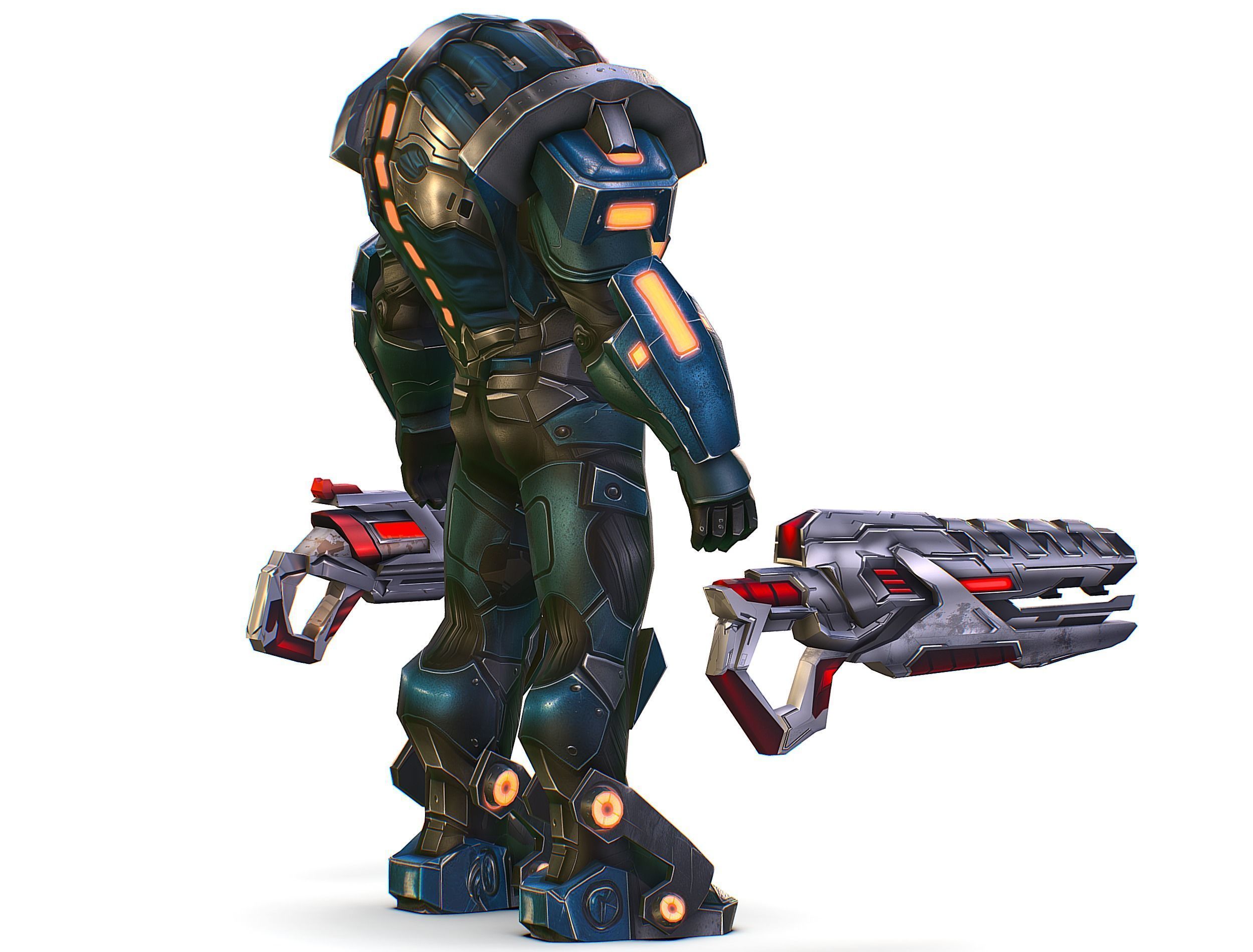 Cartoon Sci-Fi Cyborg Drone Trooper Soldier Low-poly 3D model_13