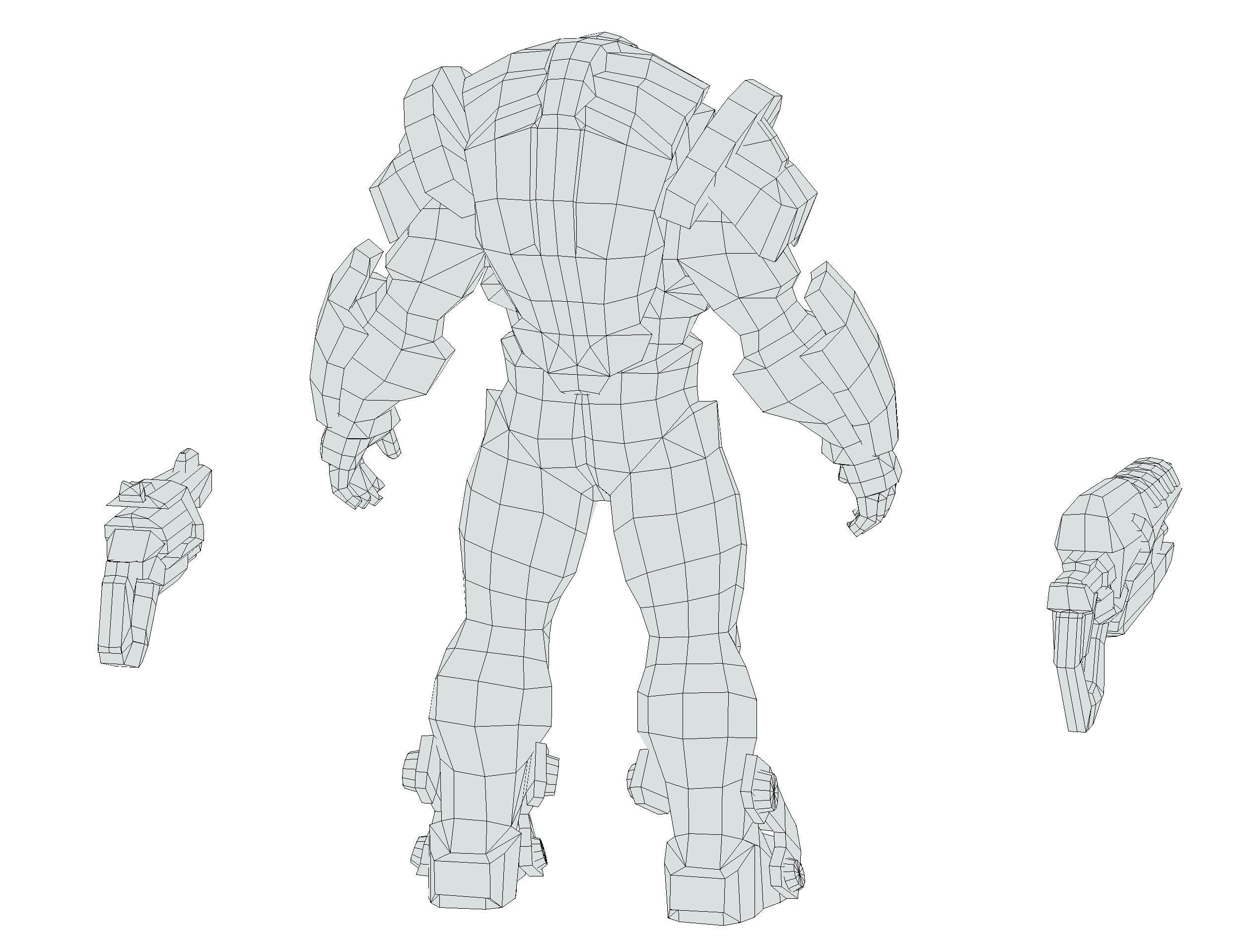 Cartoon Sci-Fi Cyborg Drone Trooper Soldier Low-poly 3D model_87