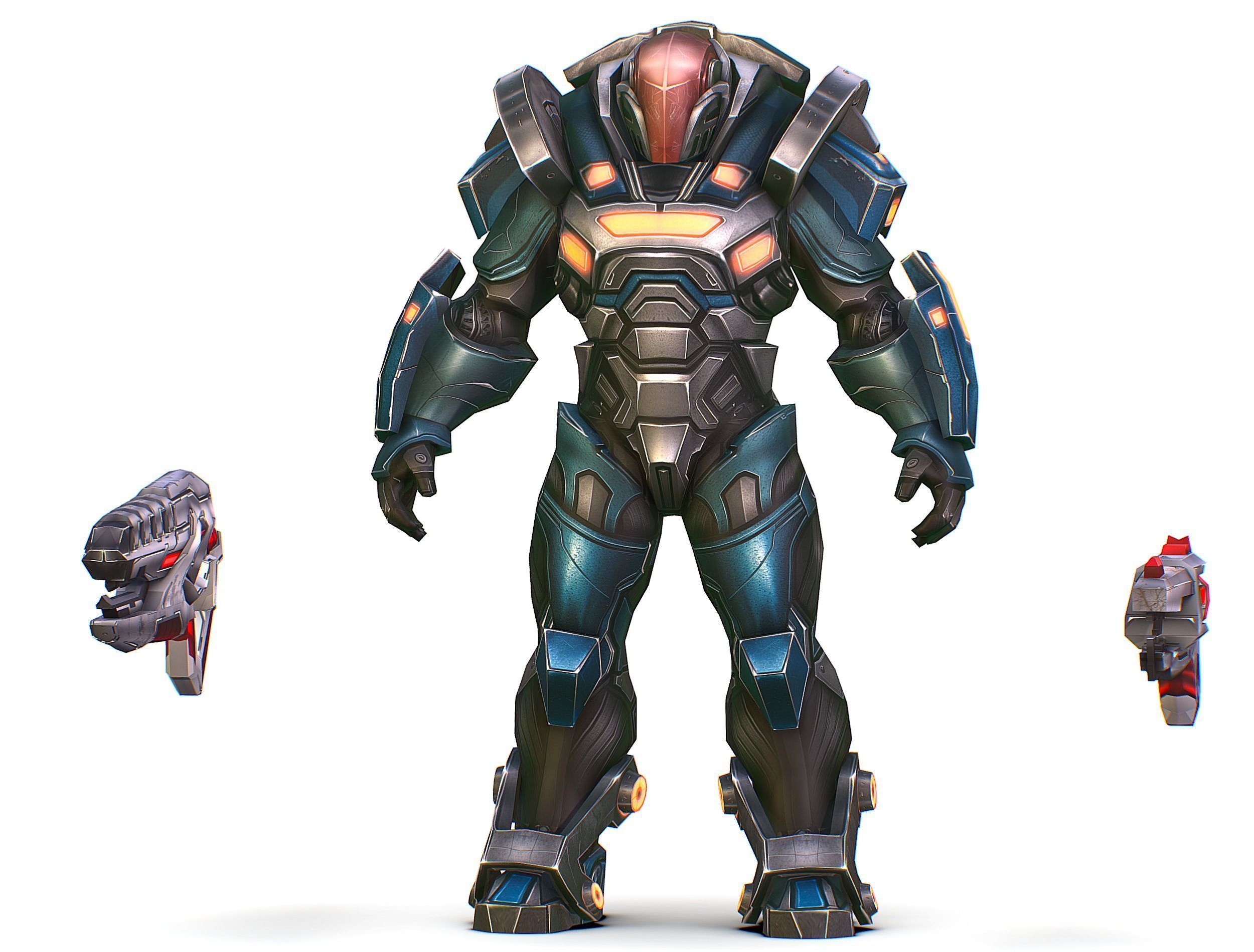 Cartoon Sci-Fi Cyborg Drone Trooper Soldier Low-poly 3D model_2