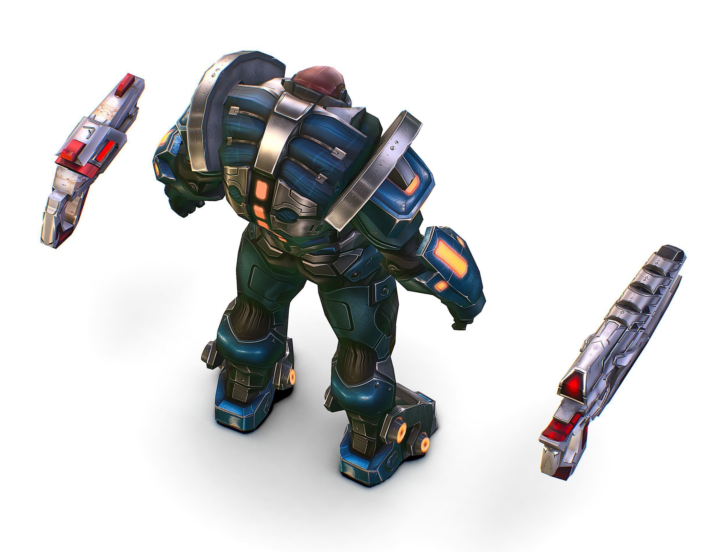 Cartoon Sci-Fi Cyborg Drone Trooper Soldier Low-poly 3D model_36