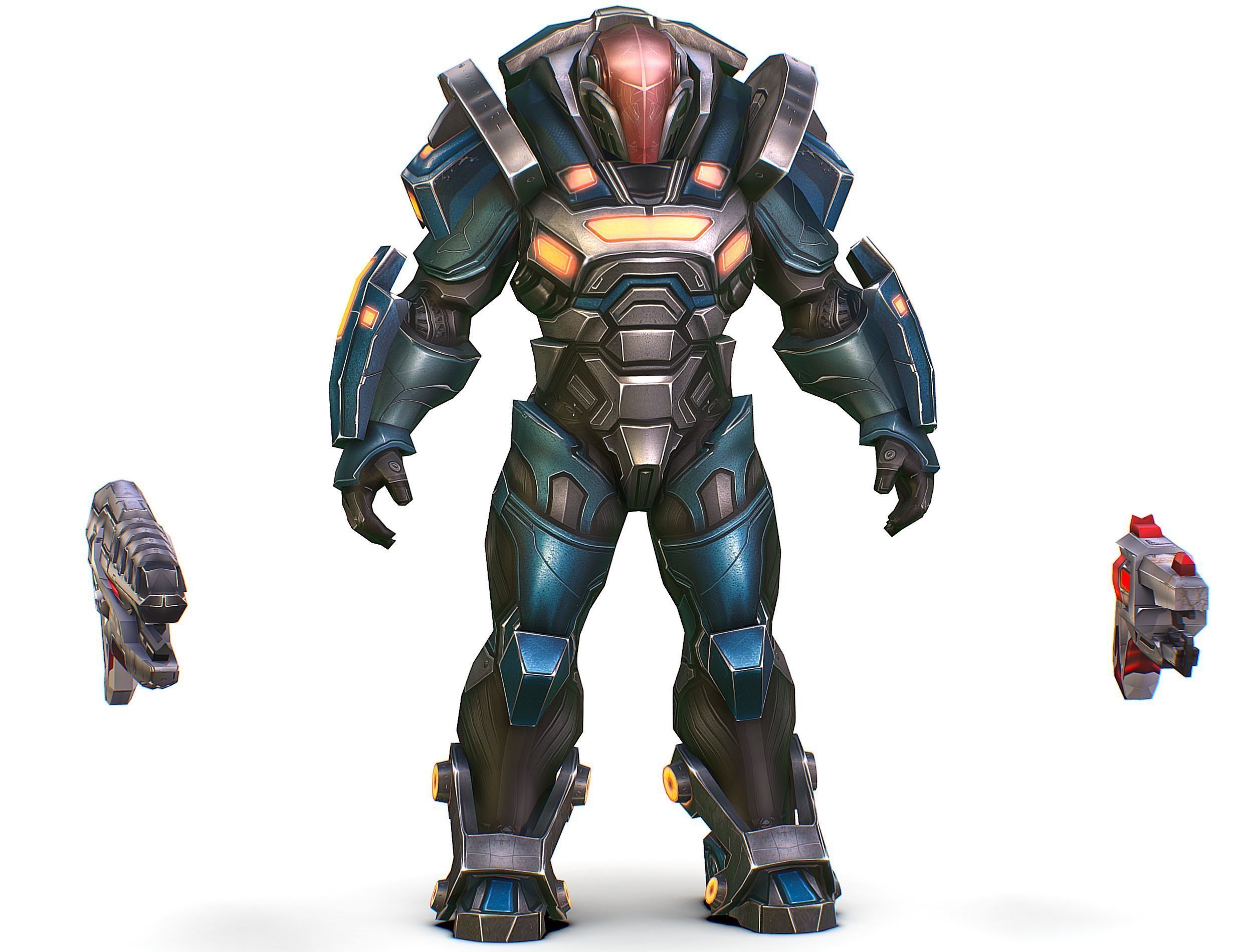 Cartoon Sci-Fi Cyborg Drone Trooper Soldier Low-poly 3D model_17