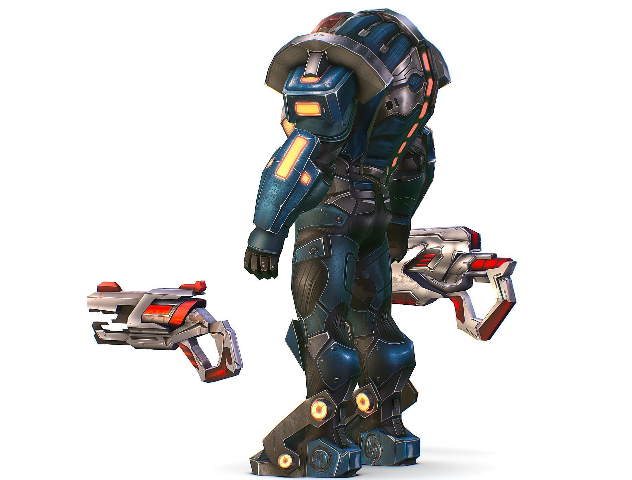 Cartoon Sci-Fi Cyborg Drone Trooper Soldier Low-poly 3D model_8