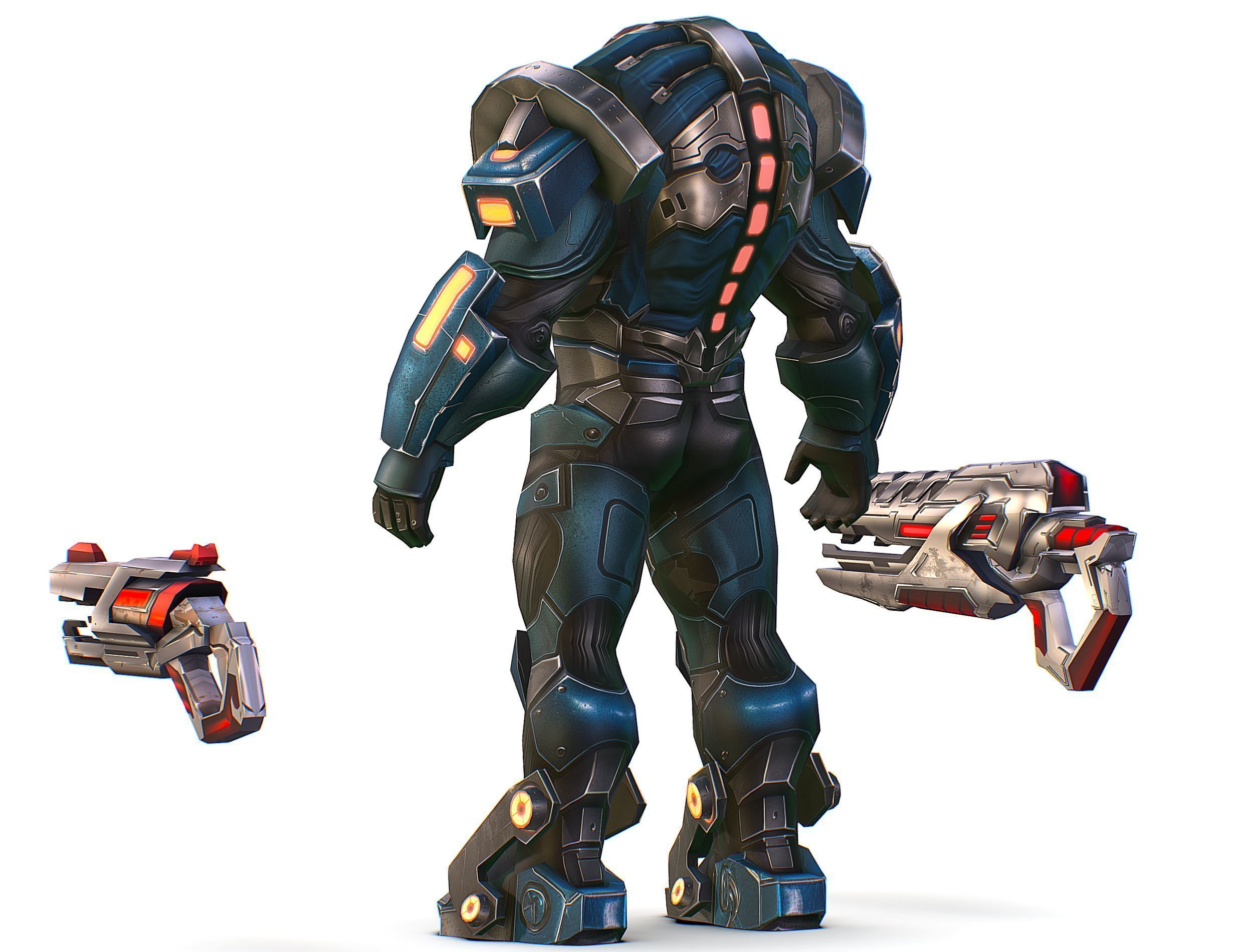 Cartoon Sci-Fi Cyborg Drone Trooper Soldier Low-poly 3D model_9