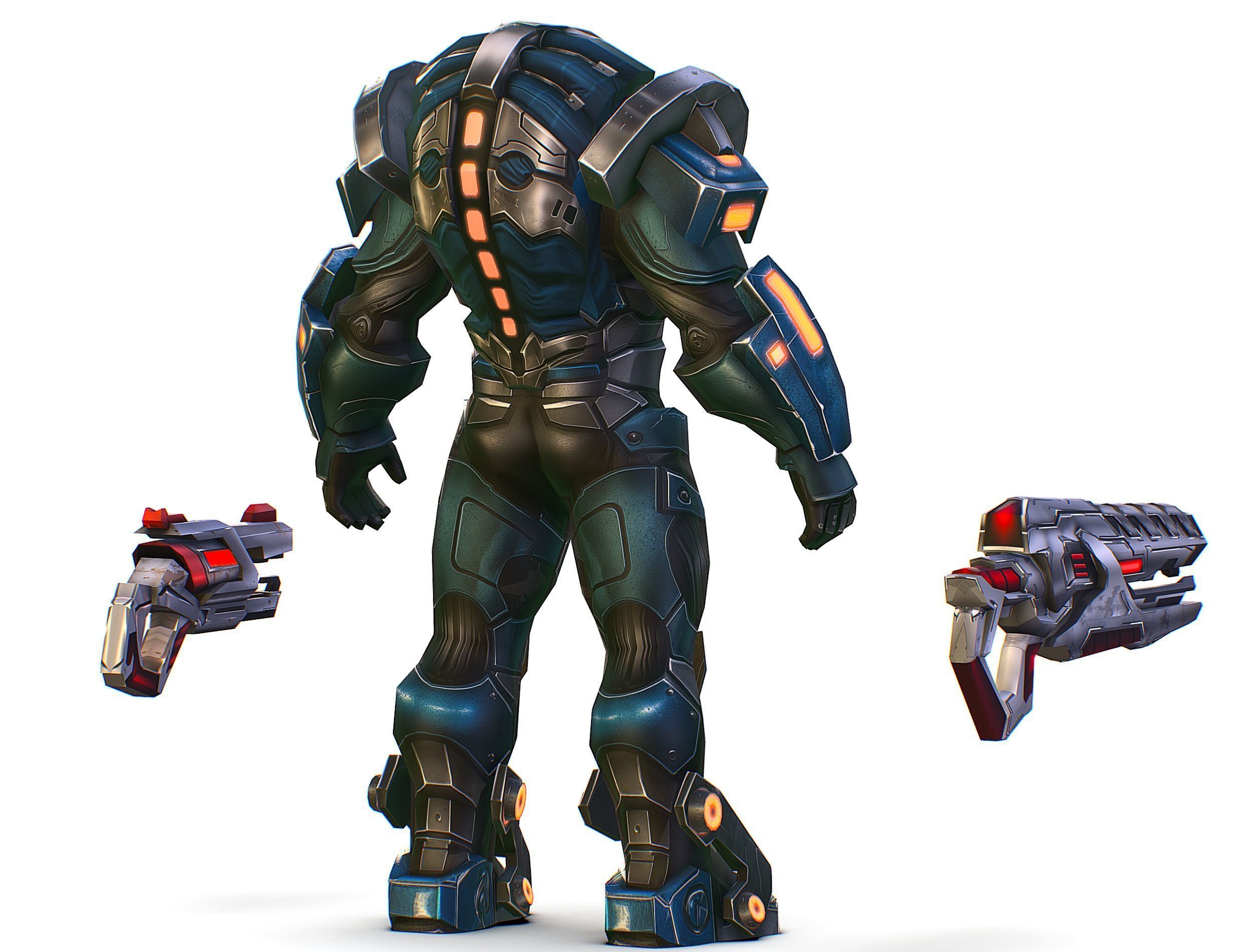 Cartoon Sci-Fi Cyborg Drone Trooper Soldier Low-poly 3D model_12