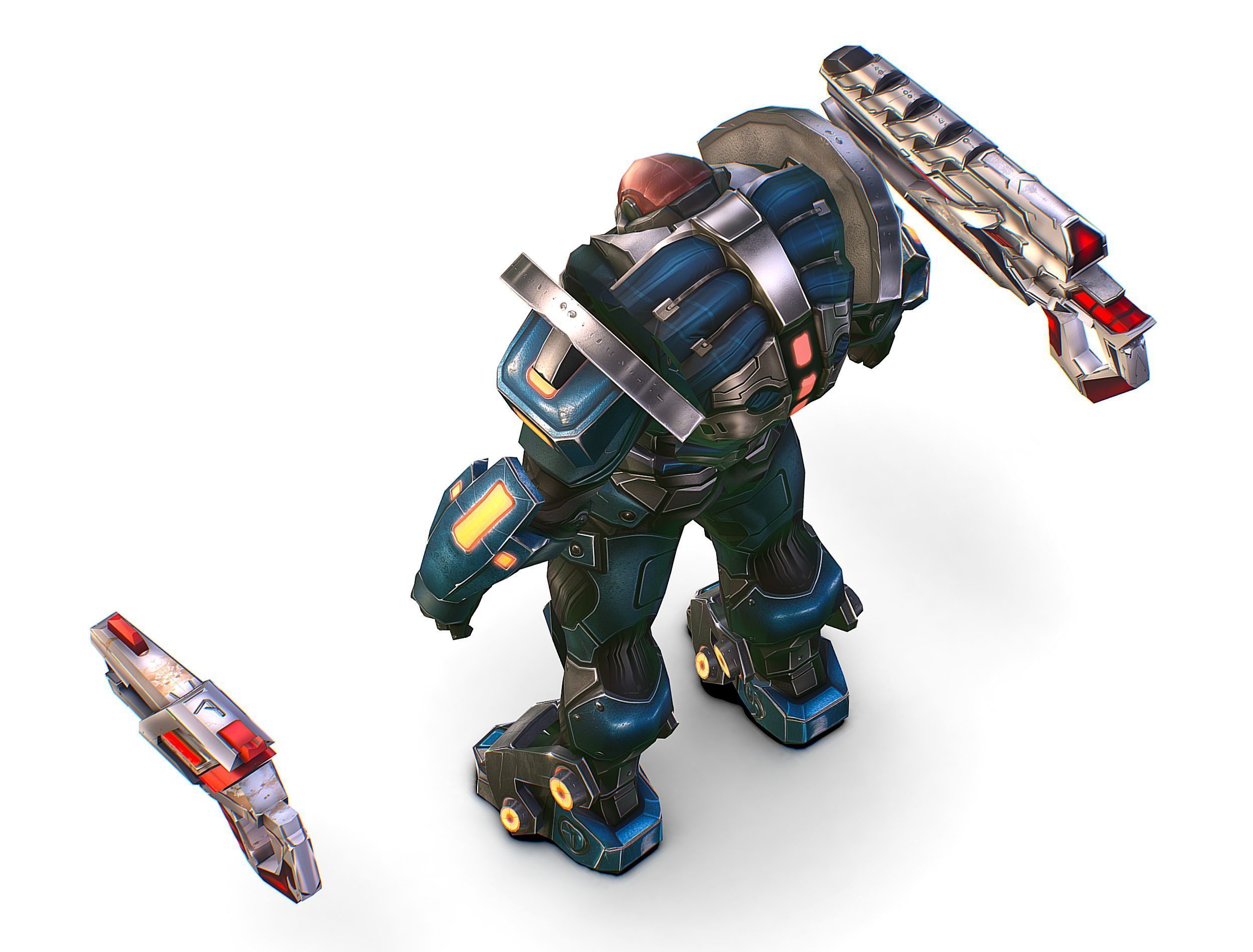 Cartoon Sci-Fi Cyborg Drone Trooper Soldier Low-poly 3D model_35