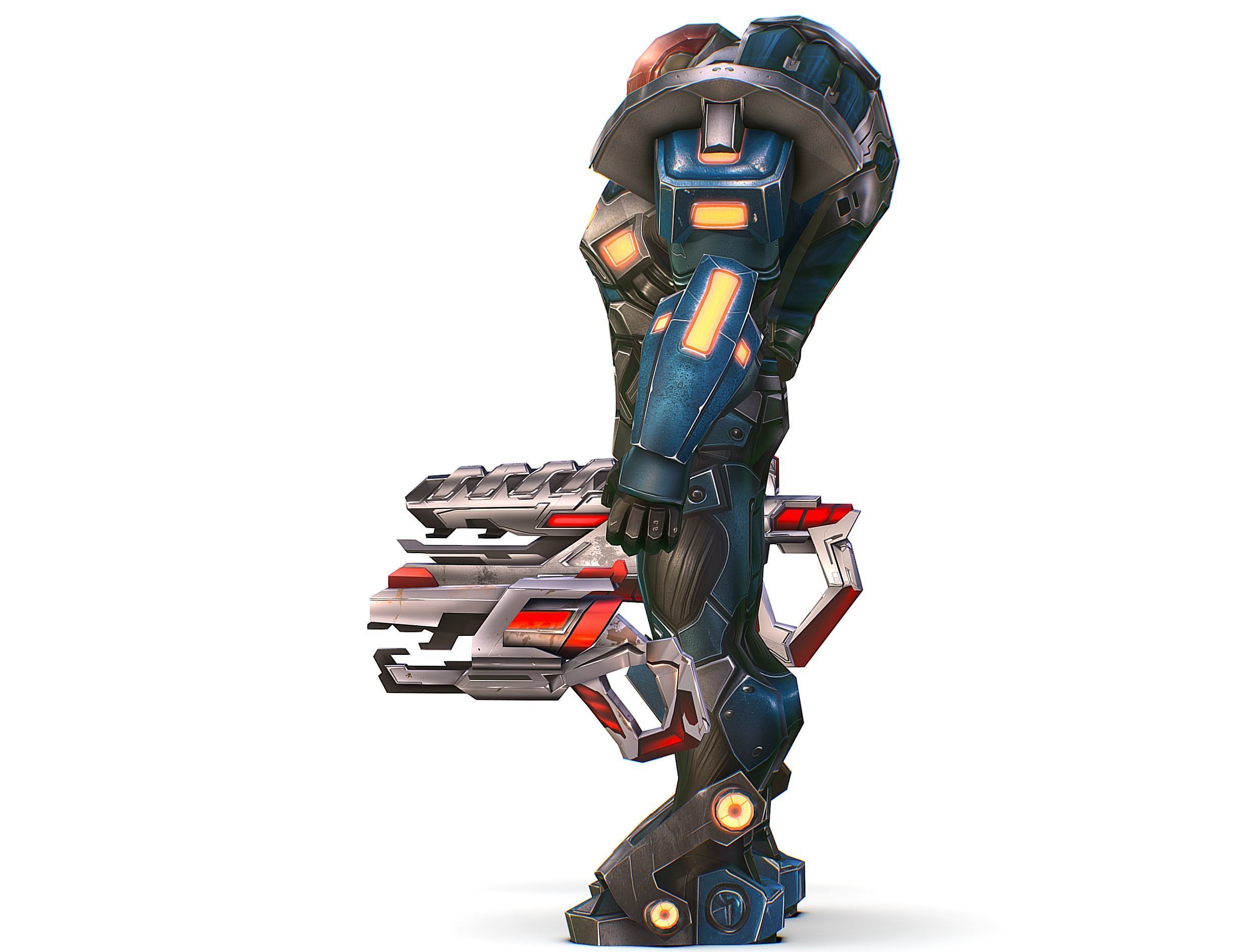 Cartoon Sci-Fi Cyborg Drone Trooper Soldier Low-poly 3D model_7