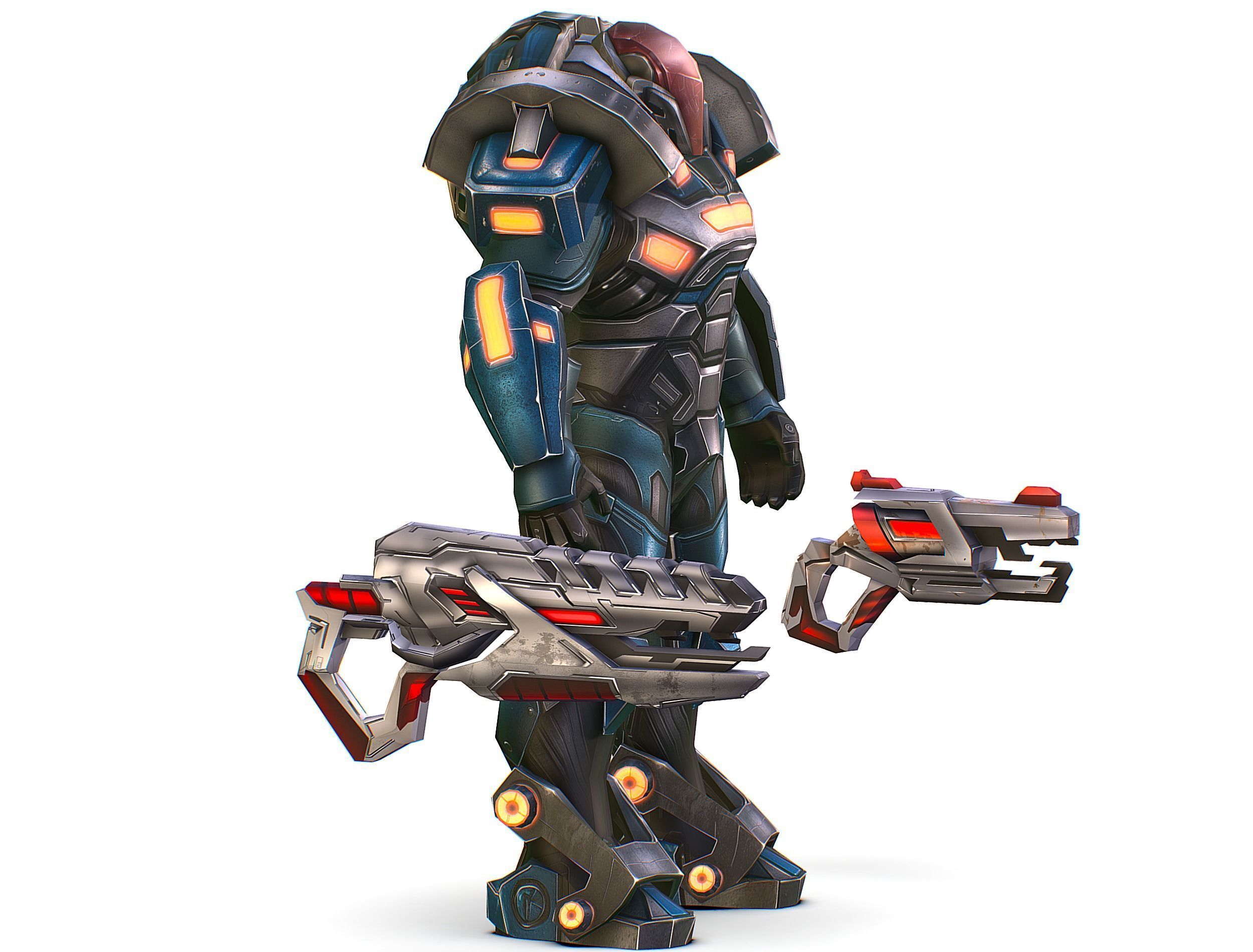 Cartoon Sci-Fi Cyborg Drone Trooper Soldier Low-poly 3D model_15